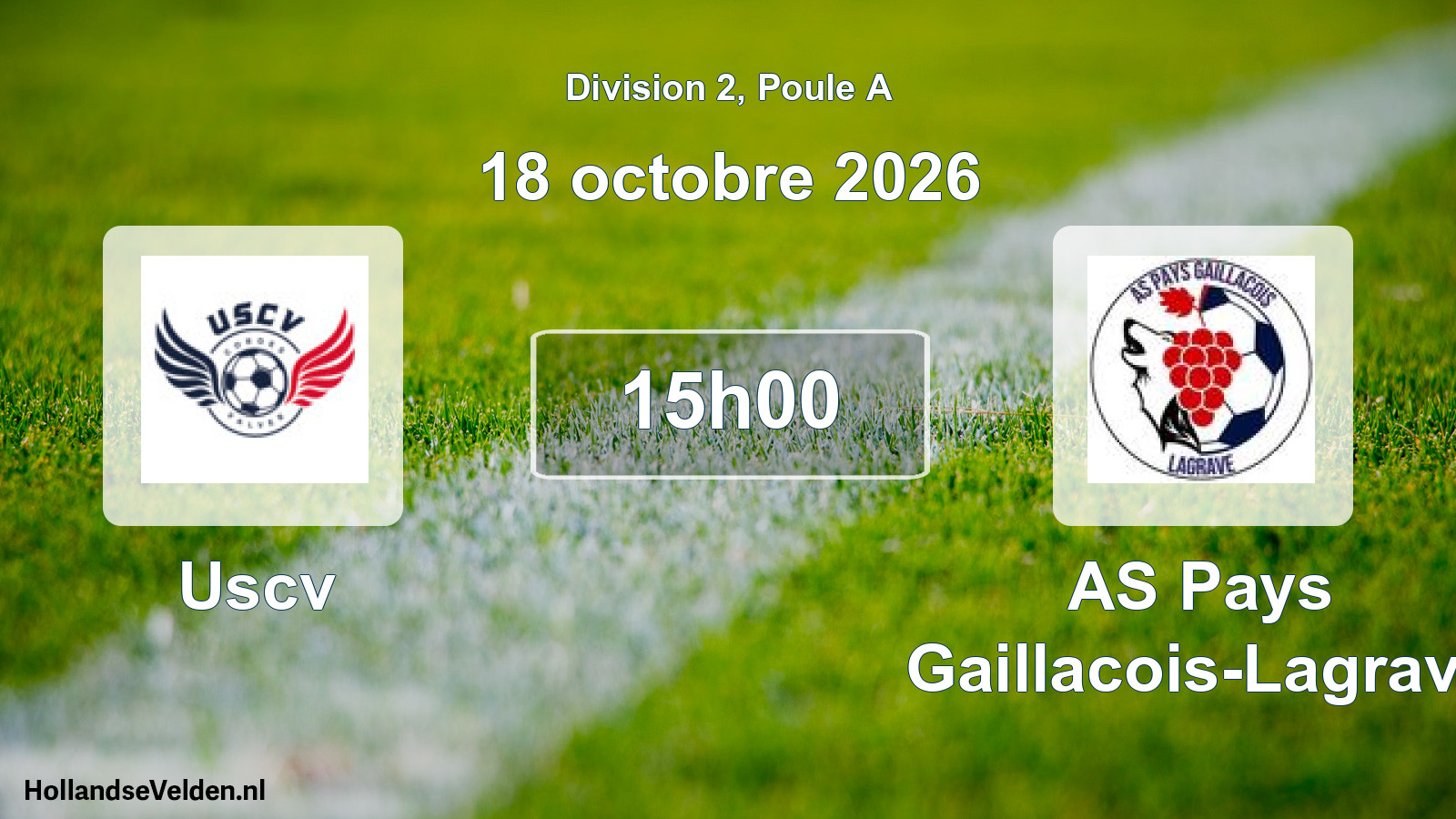 Match programmé: Uscv - AS Pays Gaillacois-Lagrave (18 octobre 2026)