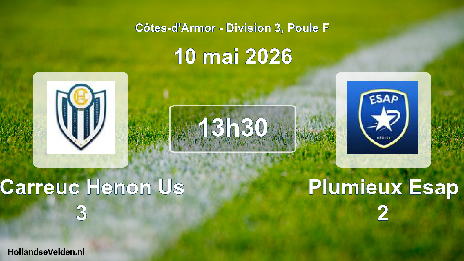 Geplande wedstrijd: St Carreuc Henon Us 3 - Plumieux Esap 2 (10 mai 2026)