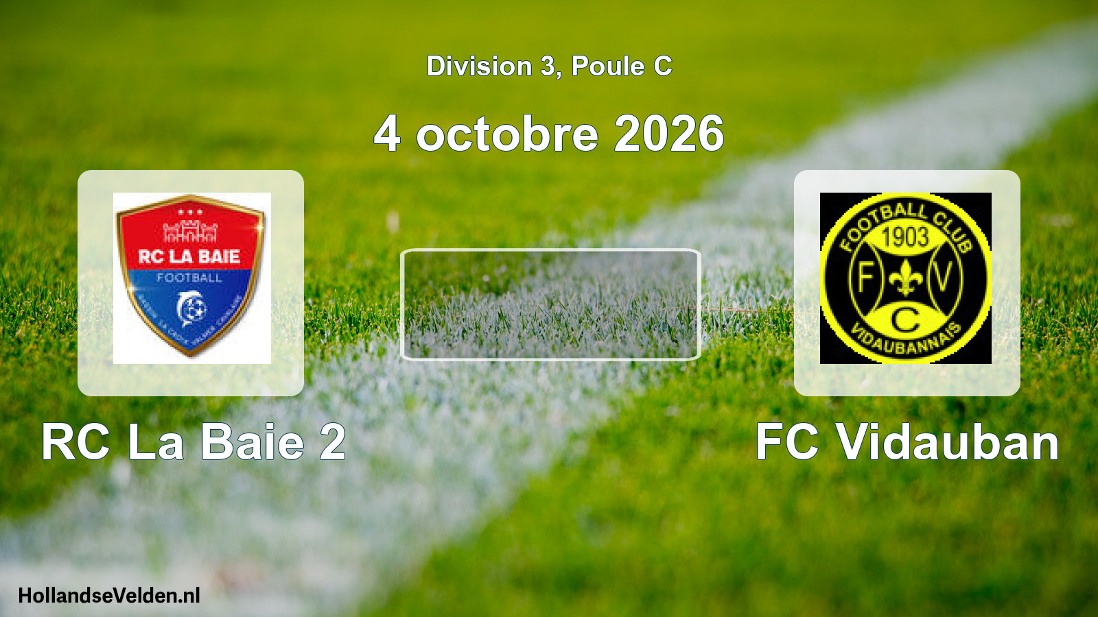 Match programmé: RC La Baie 2 - FC Vidauban (4 octobre 2026)