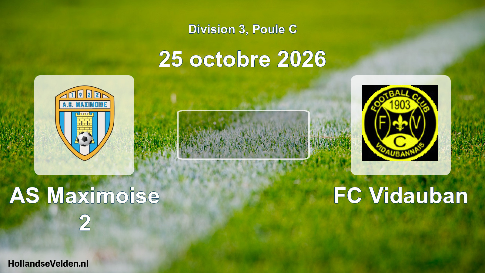 Match programmé: AS Maximoise 2 - FC Vidauban (25 octobre 2026)