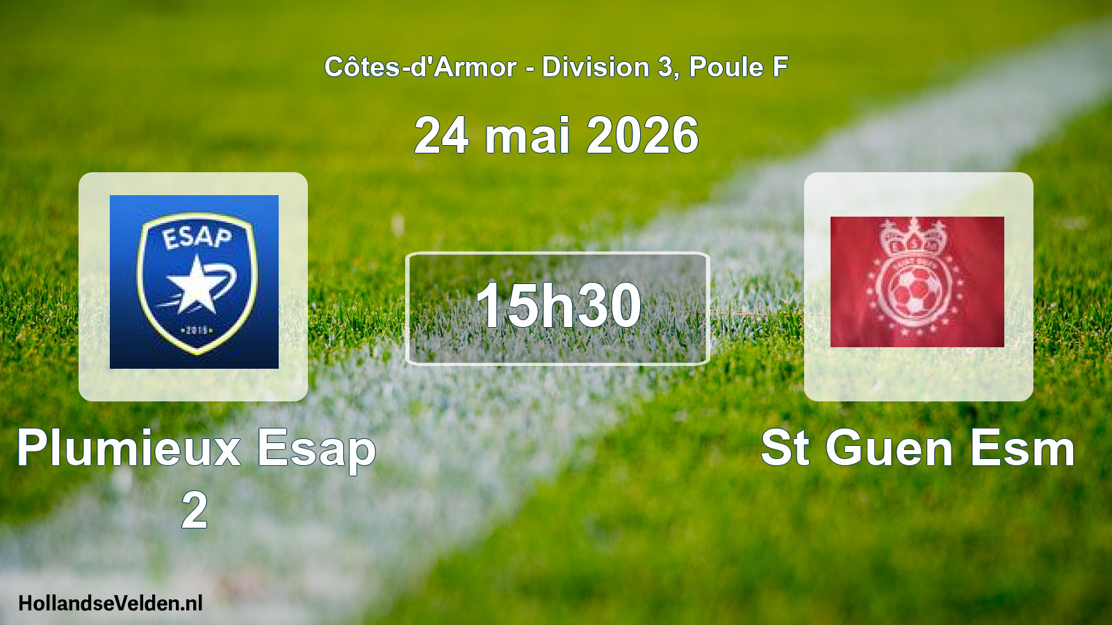Geplande wedstrijd: Plumieux Esap 2 - St Guen Esm (24 mai 2026)