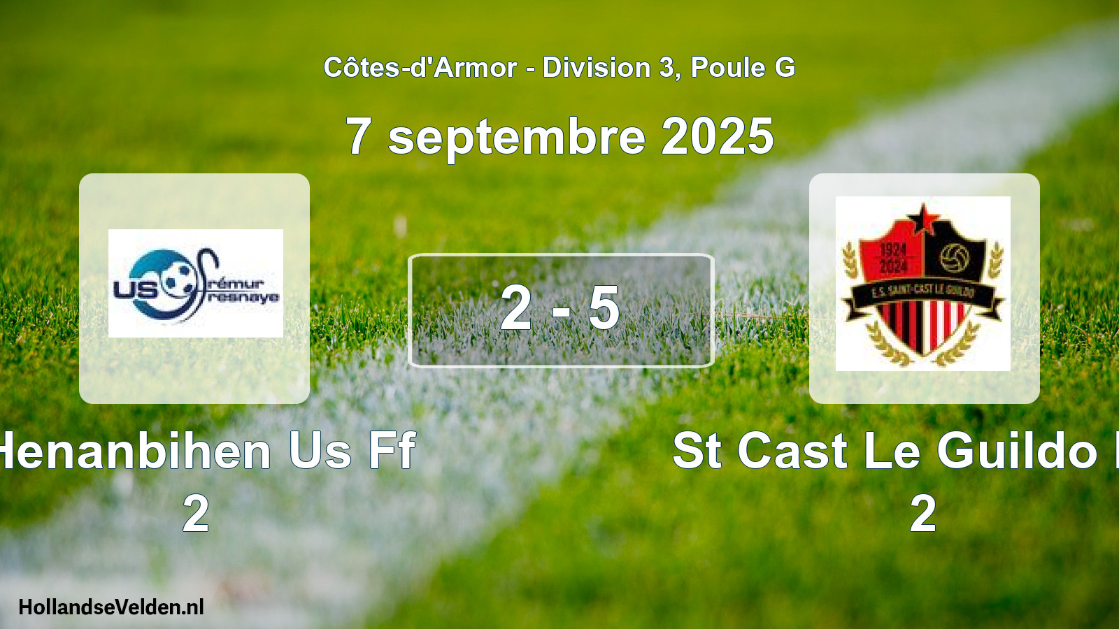 Gespeelde wedstrijd: Henanbihen Us Ff 2 - St Cast Le Guildo Es 2 2 - 5 (7 septembre 2025)