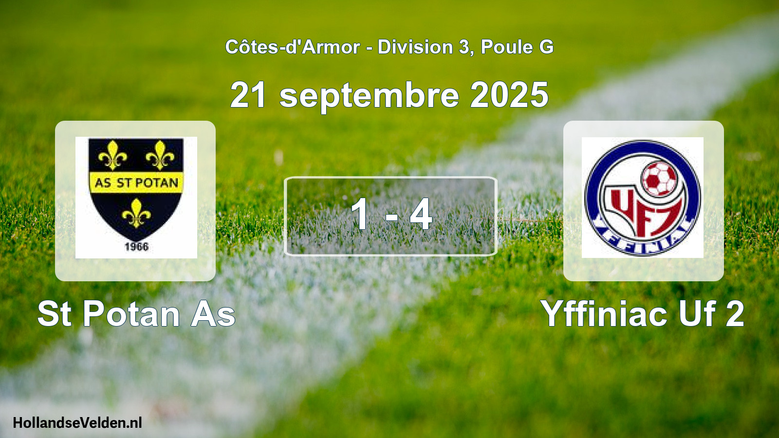 Gespeelde wedstrijd: St Potan As - Yffiniac Uf 2 1 - 4 (21 september 2025)