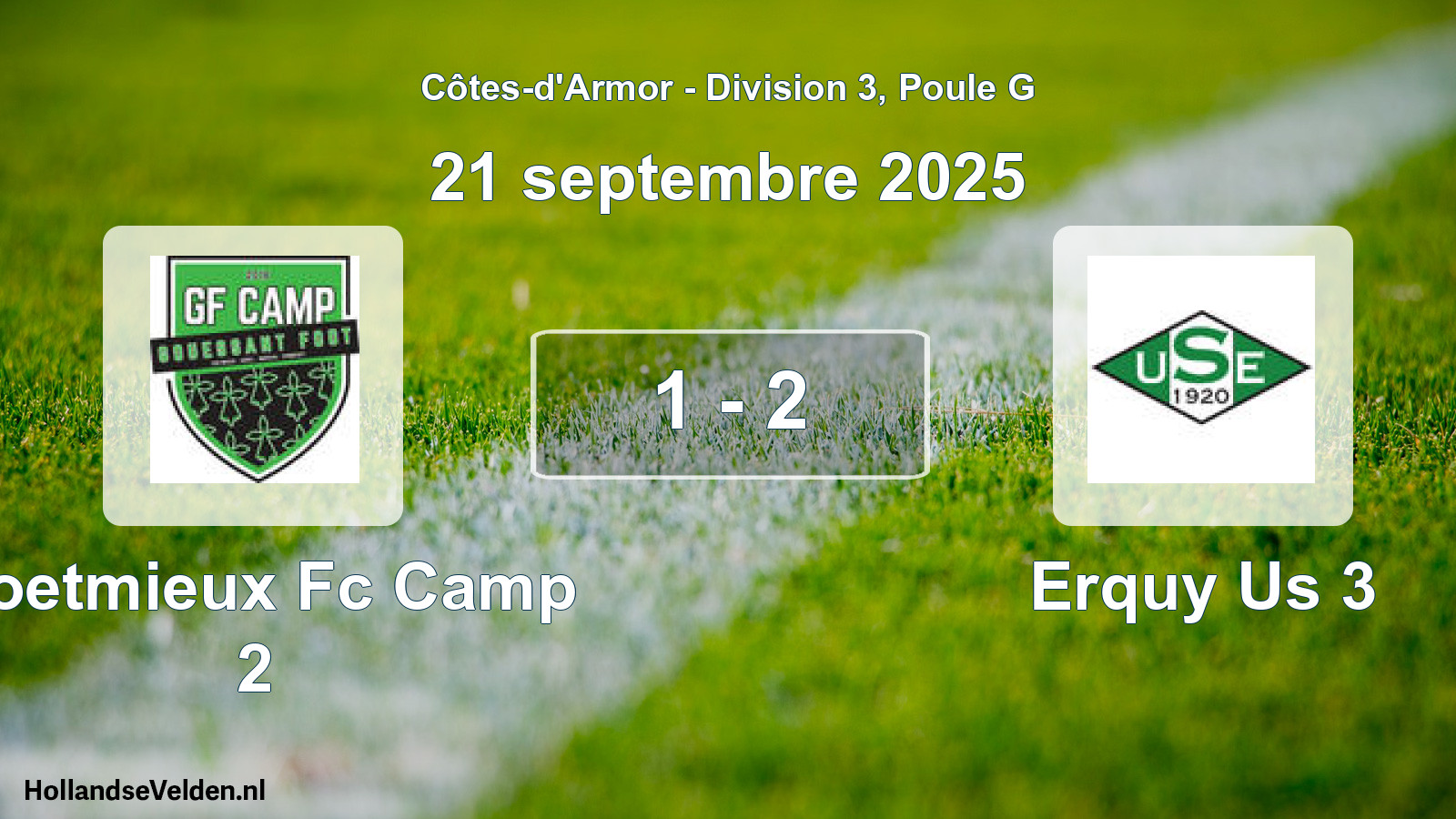 Gespeelde wedstrijd: Coetmieux Fc Camp 2 - Erquy Us 3 1 - 2 (21 septembre 2025)