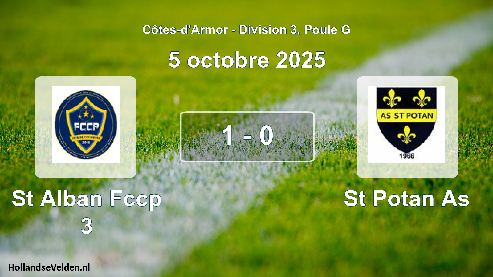 Gespeelde wedstrijd: St Alban Fccp 3 - St Potan As 1 - 0 (5 octobre 2025)