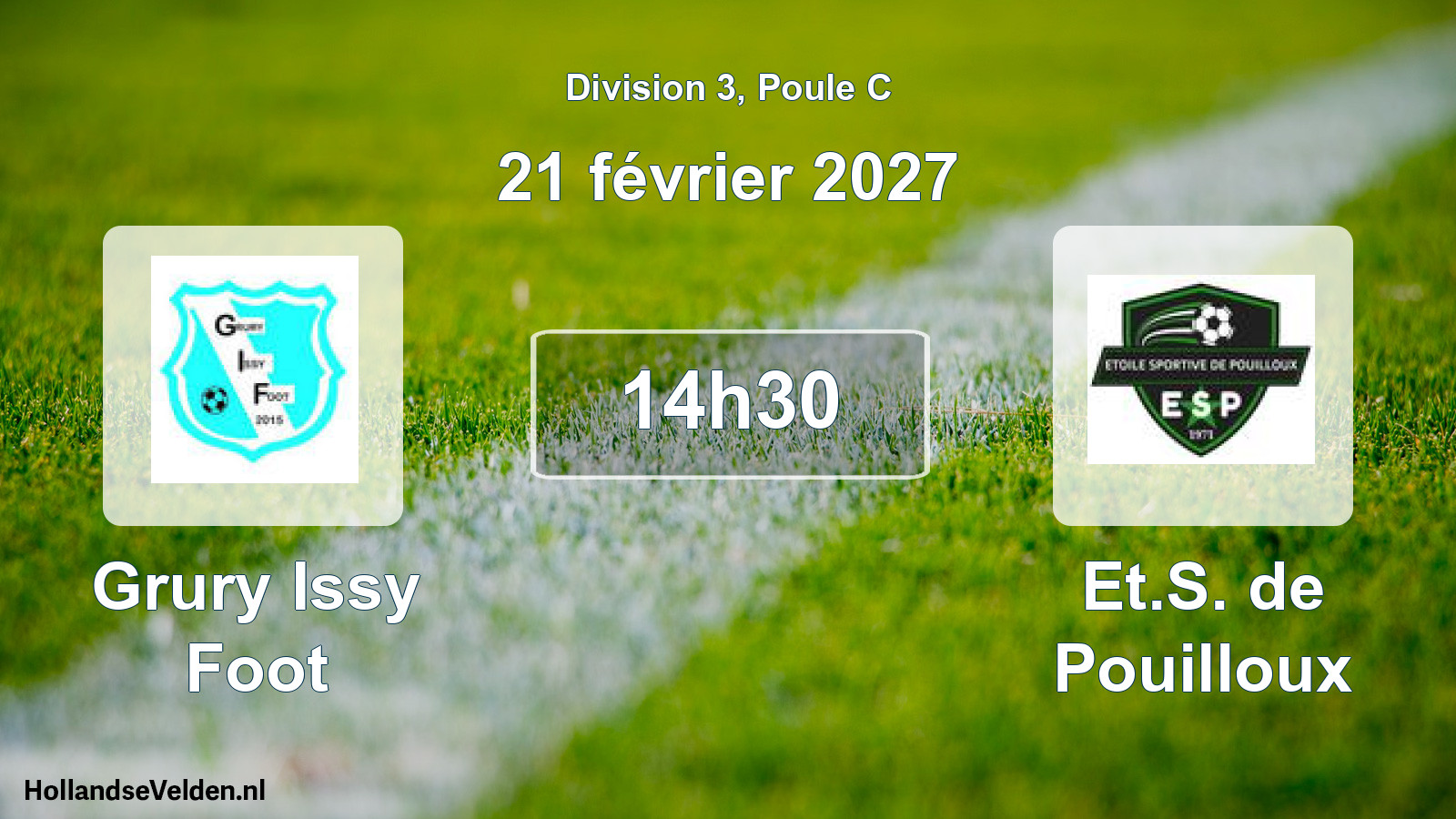 Geplande wedstrijd: Grury Issy Foot - Et.S. de Pouilloux (21 februari 2027)