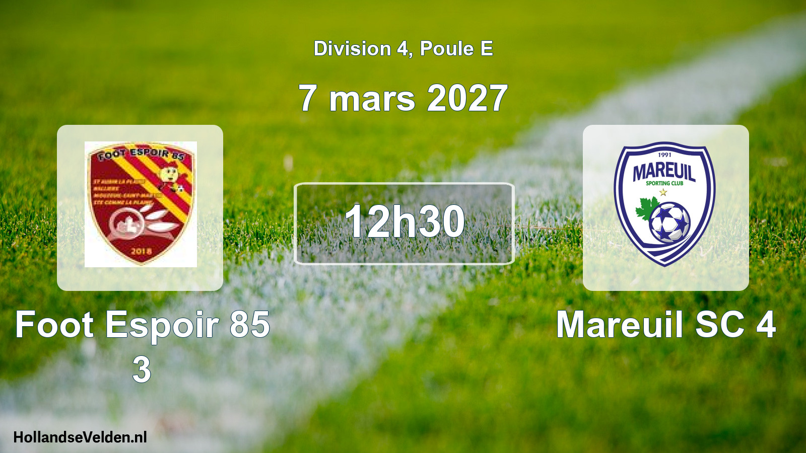 Match programmé: Foot Espoir 85 3 - Mareuil SC 4 (7 mars 2027)