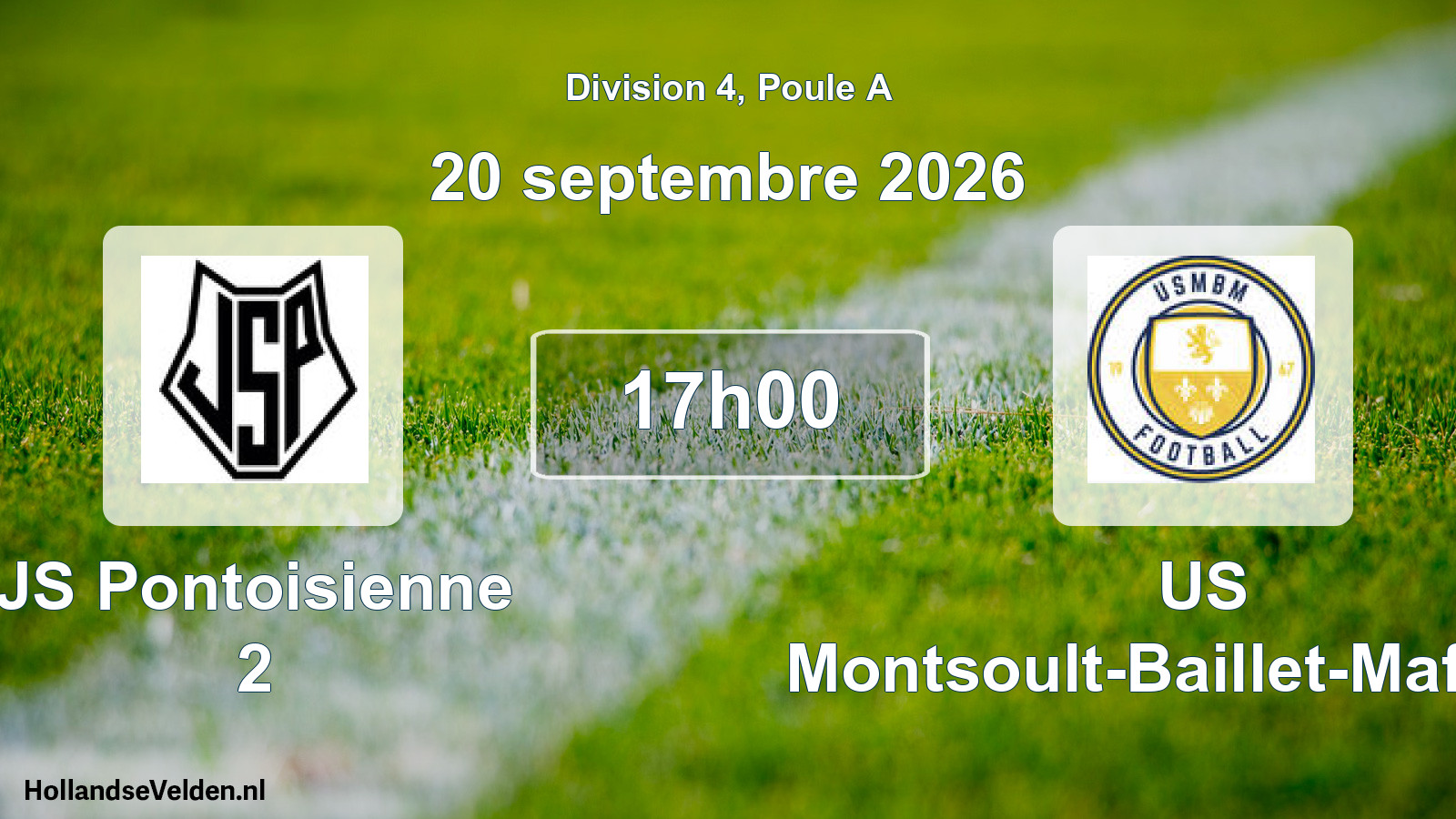 Match programmé: JS Pontoisienne 2 - US Montsoult-Baillet-Maffliers (20 septembre 2026)