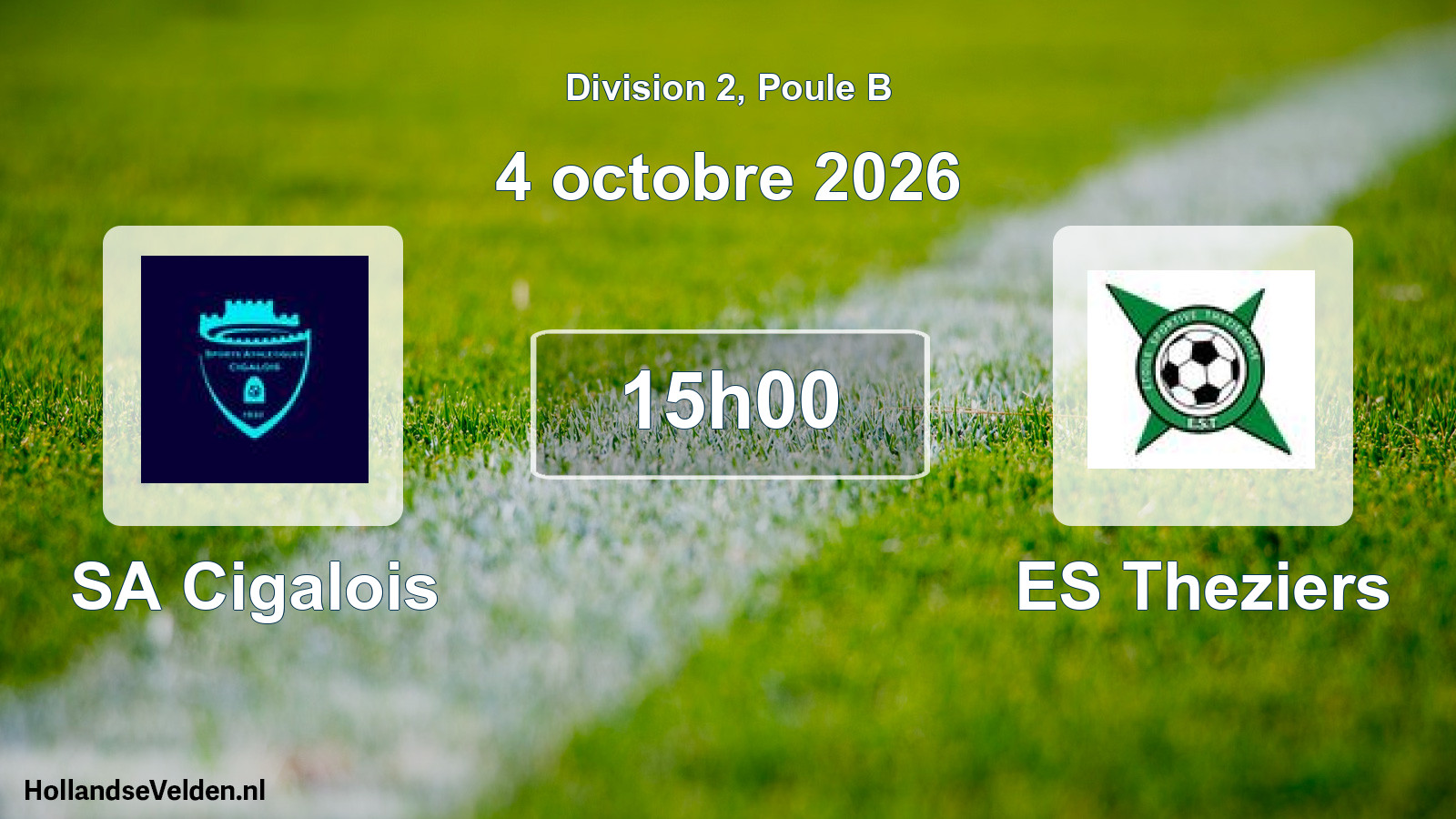 Match programmé: SA Cigalois - ES Theziers (4 octobre 2026)