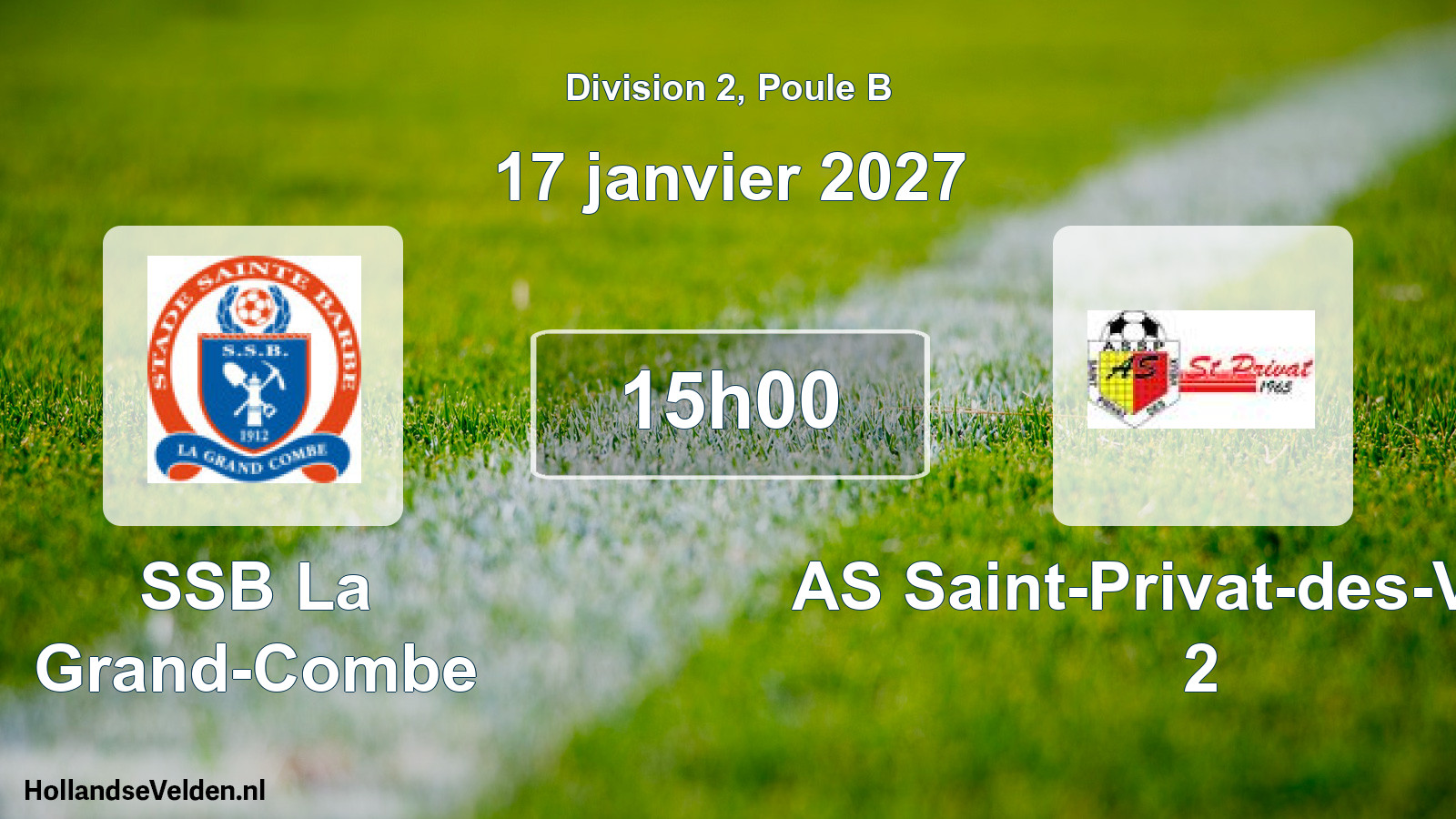 Match programmé: SSB La Grand-Combe - AS Saint-Privat-des-Vieux 2 (17 janvier 2027)