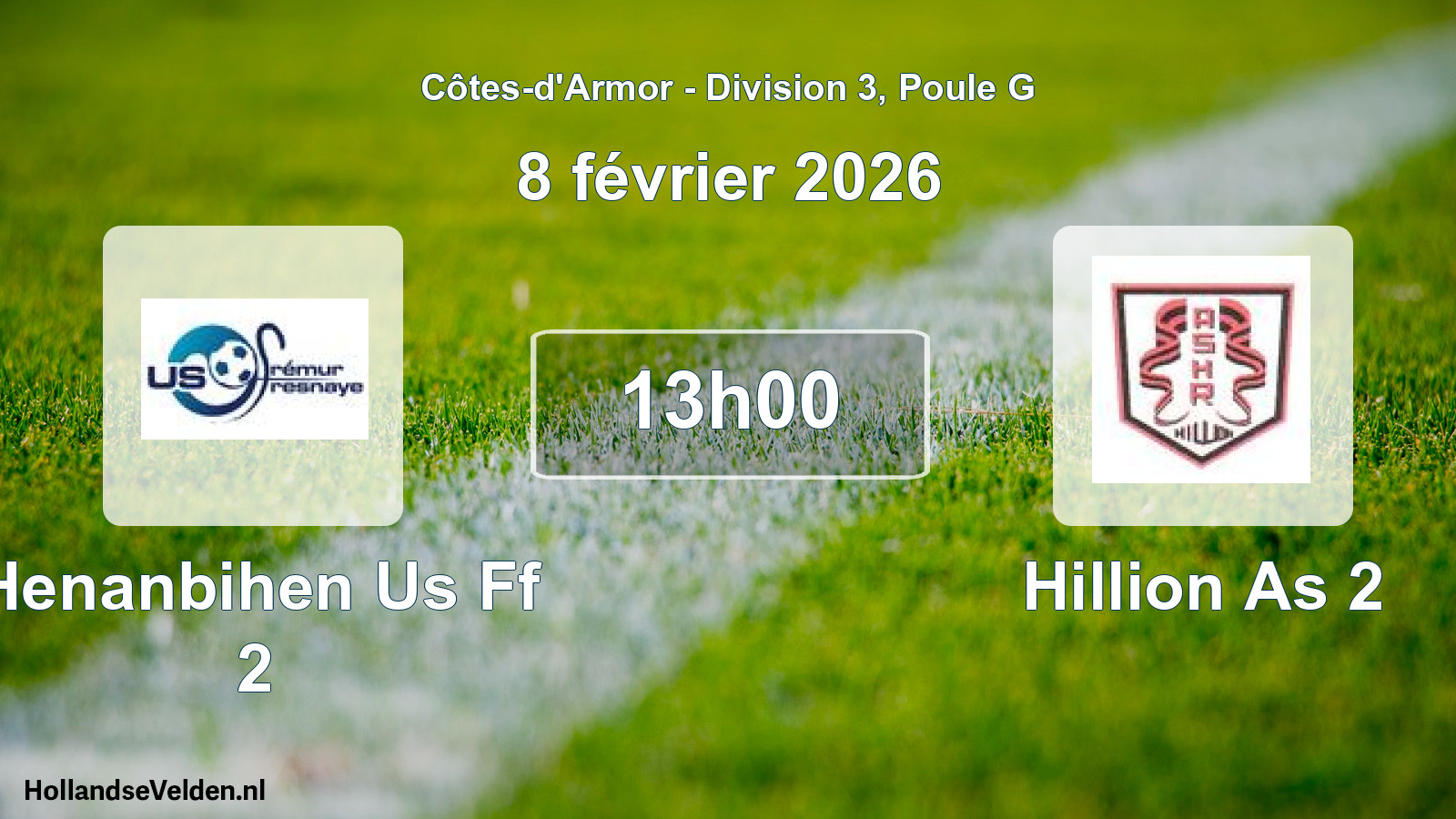 Geplande wedstrijd: Henanbihen Us Ff 2 - Hillion As 2 (8 février 2026)