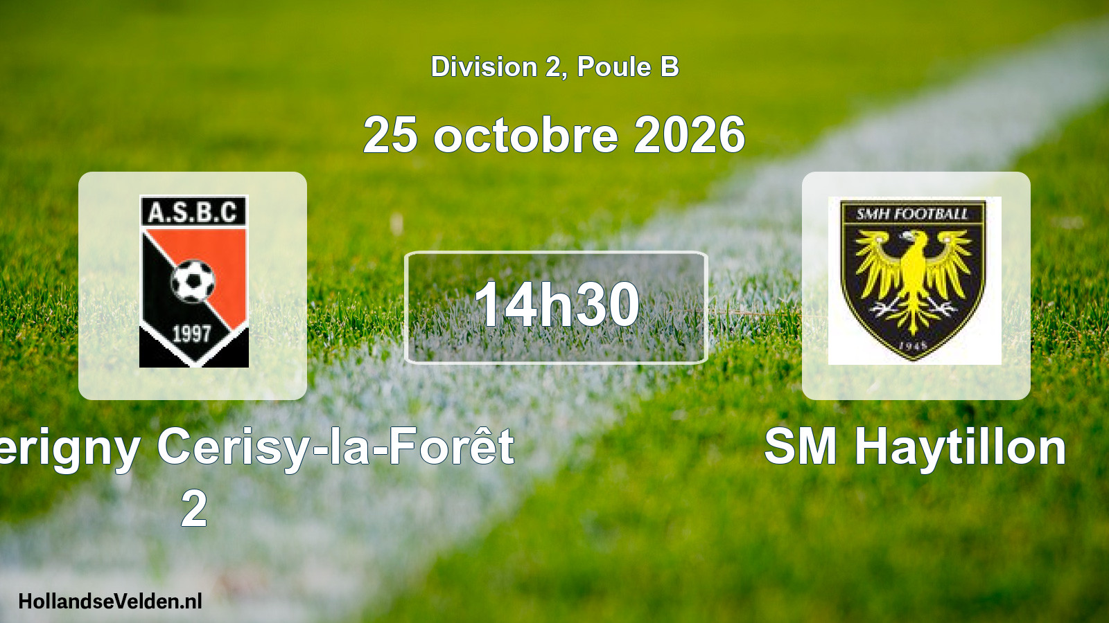 Match programmé: As Berigny Cerisy-la-Forêt 2 - SM Haytillon (25 octobre 2026)