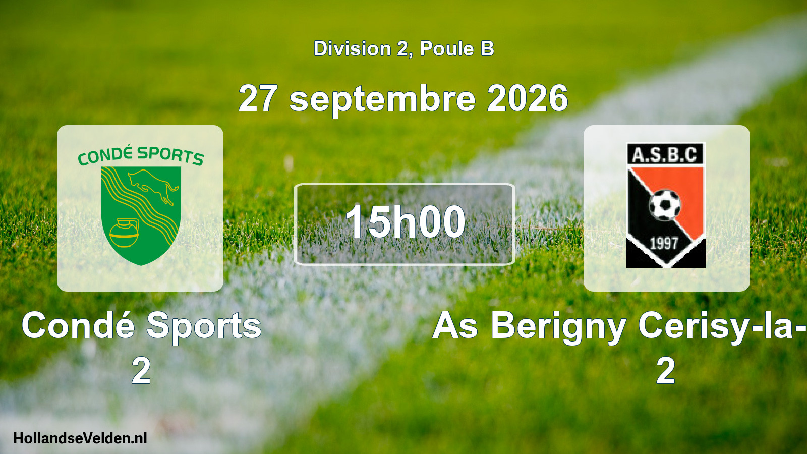 Match programmé: Condé Sports 2 - As Berigny Cerisy-la-Forêt 2 (27 septembre 2026)
