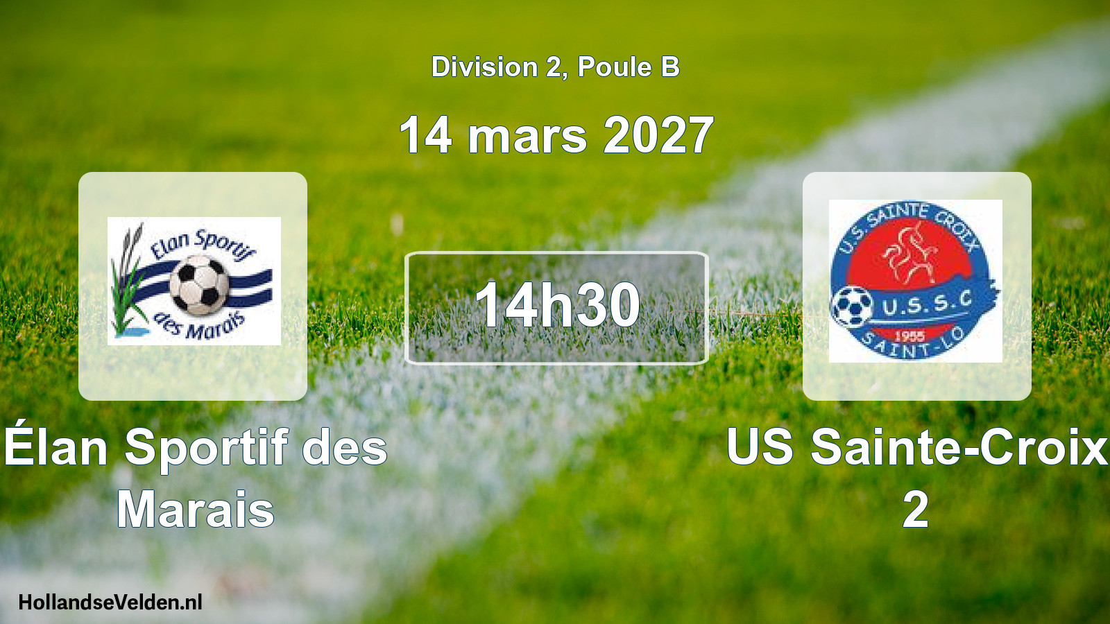 Match programmé: Élan Sportif des Marais - US Sainte-Croix 2 (14 mars 2027)