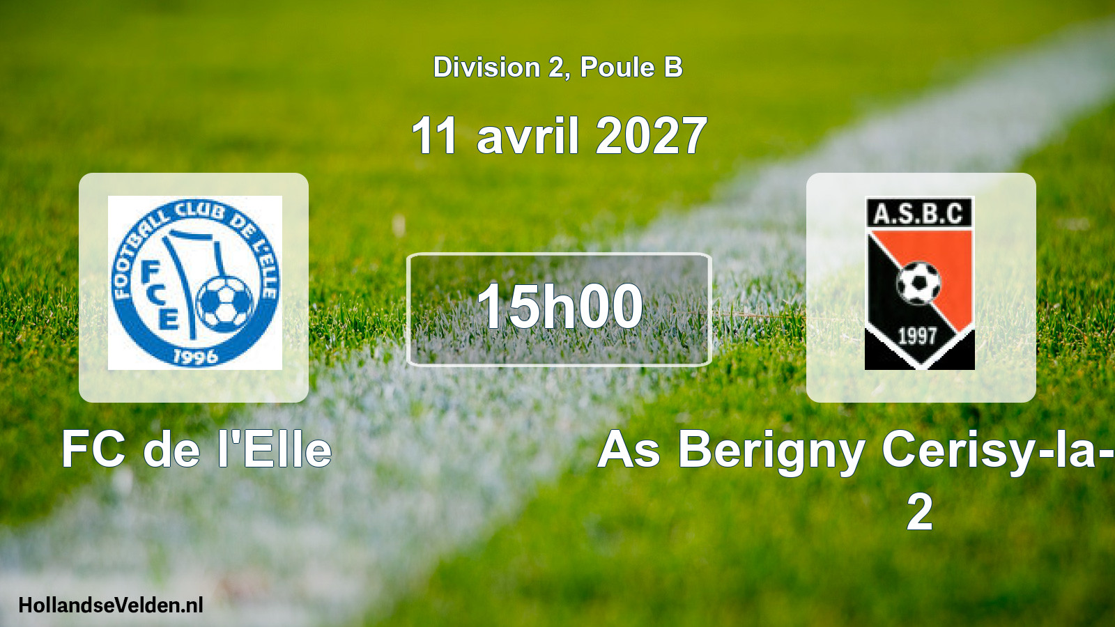 Match programmé: FC de l'Elle - As Berigny Cerisy-la-Forêt 2 (11 avril 2027)