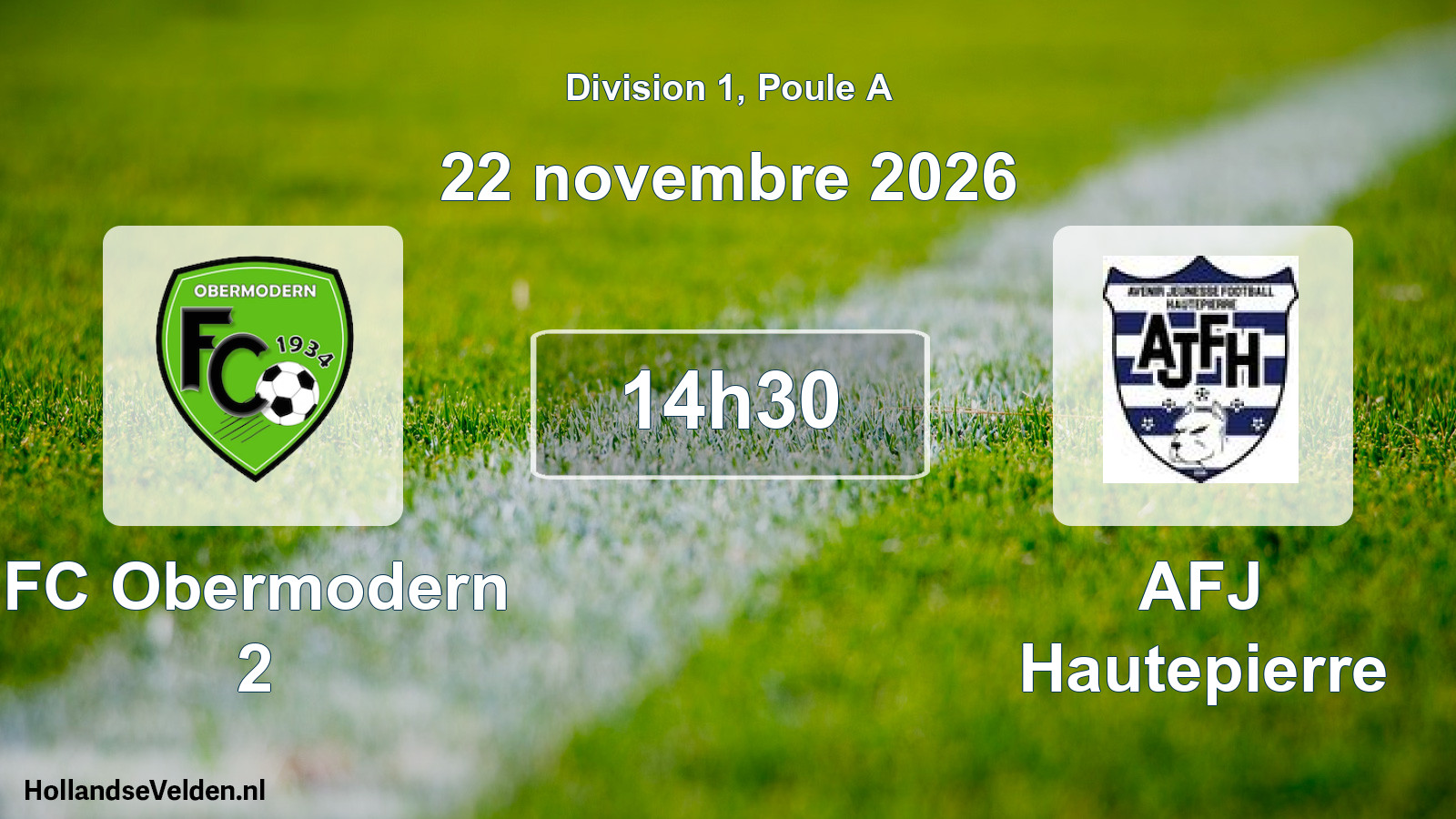 Match programmé: FC Obermodern 2 - AFJ Hautepierre (22 novembre 2026)