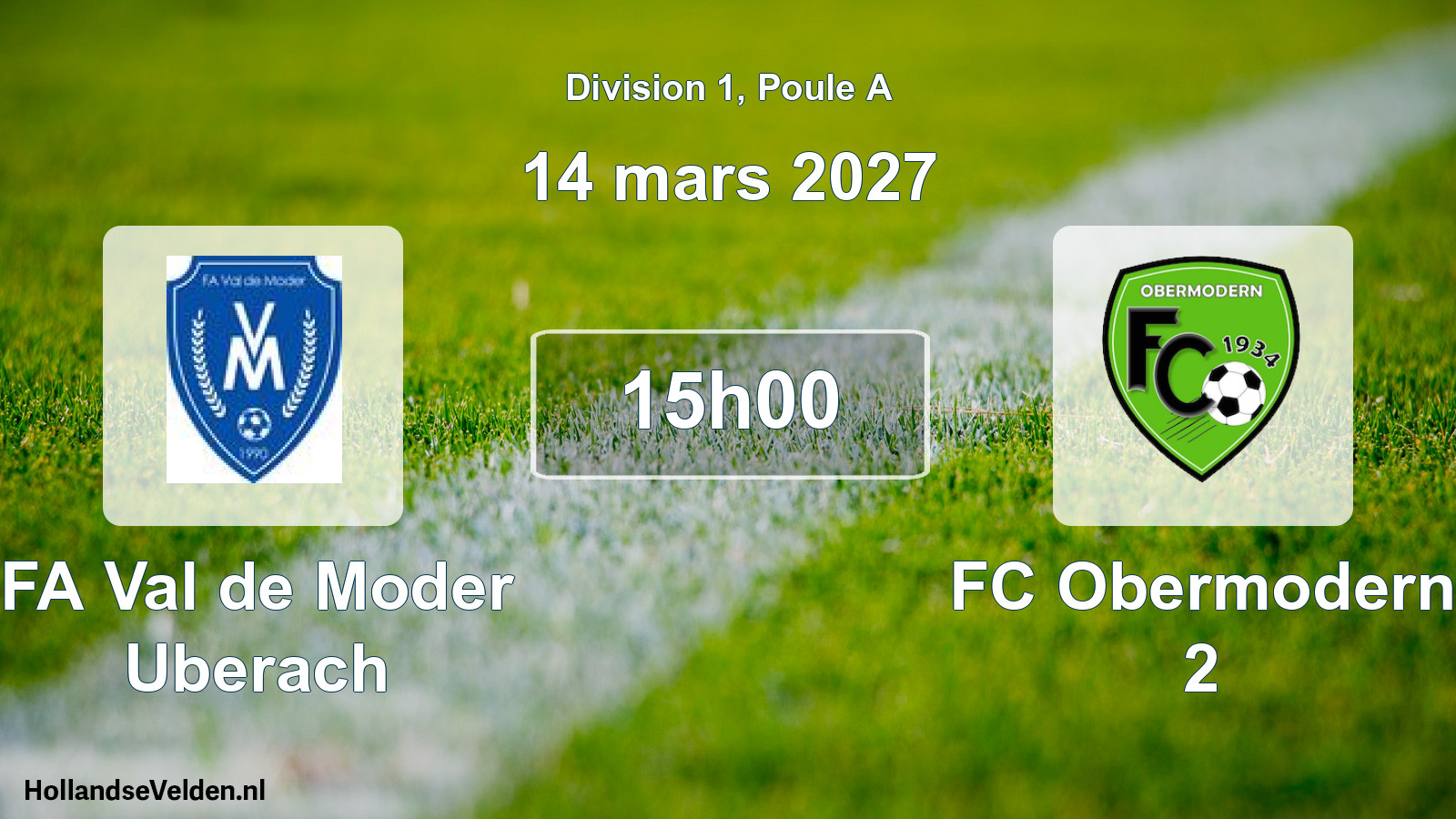 Match programmé: FA Val de Moder Uberach - FC Obermodern 2 (14 mars 2027)
