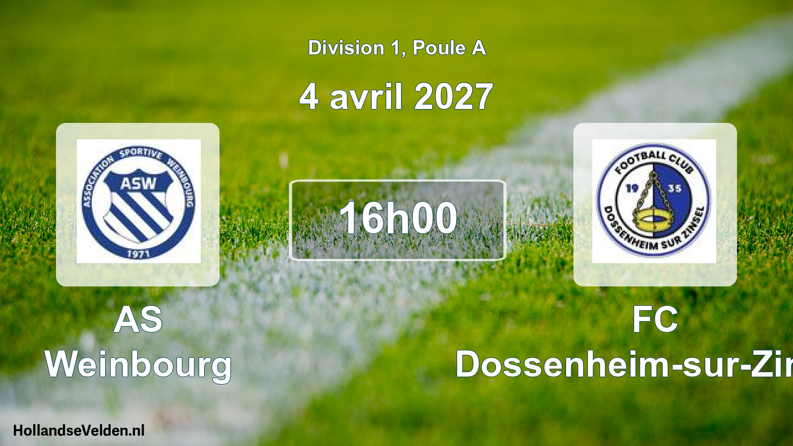 Match programmé: AS Weinbourg - FC Dossenheim-sur-Zinsel (4 avril 2027)