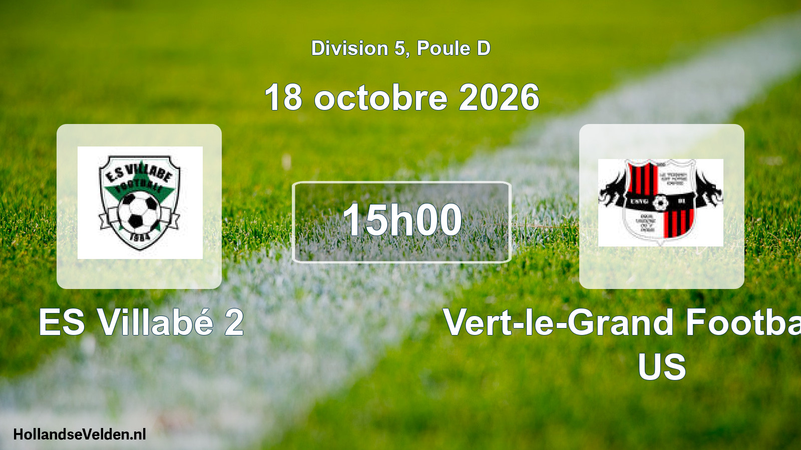 Match programmé: ES Villabé 2 - Vert-le-Grand Football 91 US (18 octobre 2026)