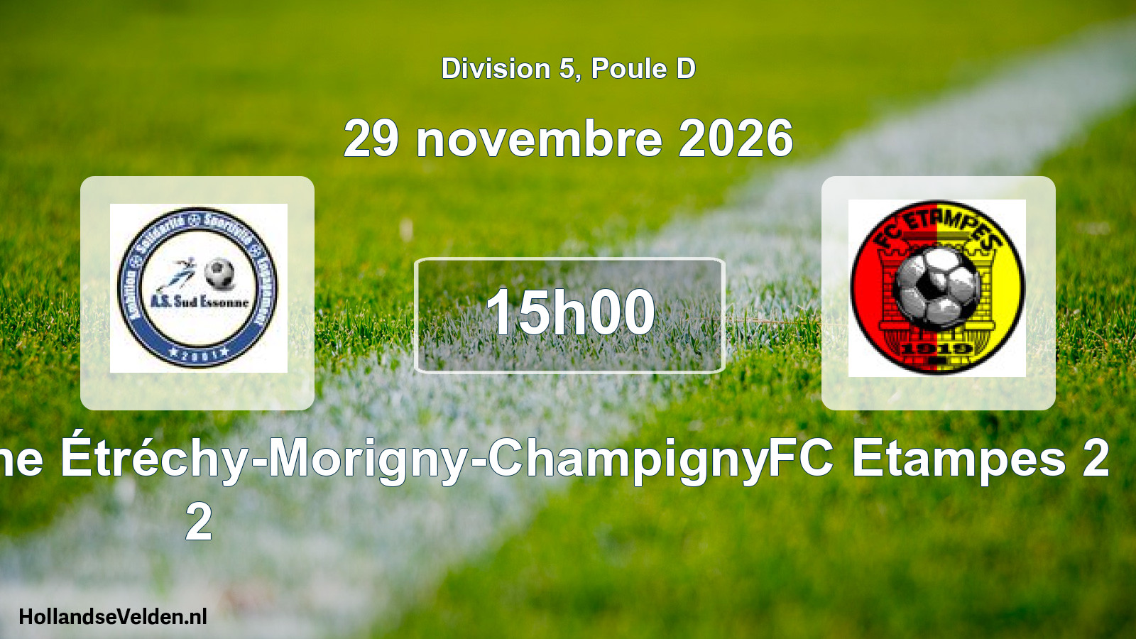 Match programmé: AS Sud Essonne Étréchy-Morigny-Champigny 2 - FC Etampes 2 (29 novembre 2026)