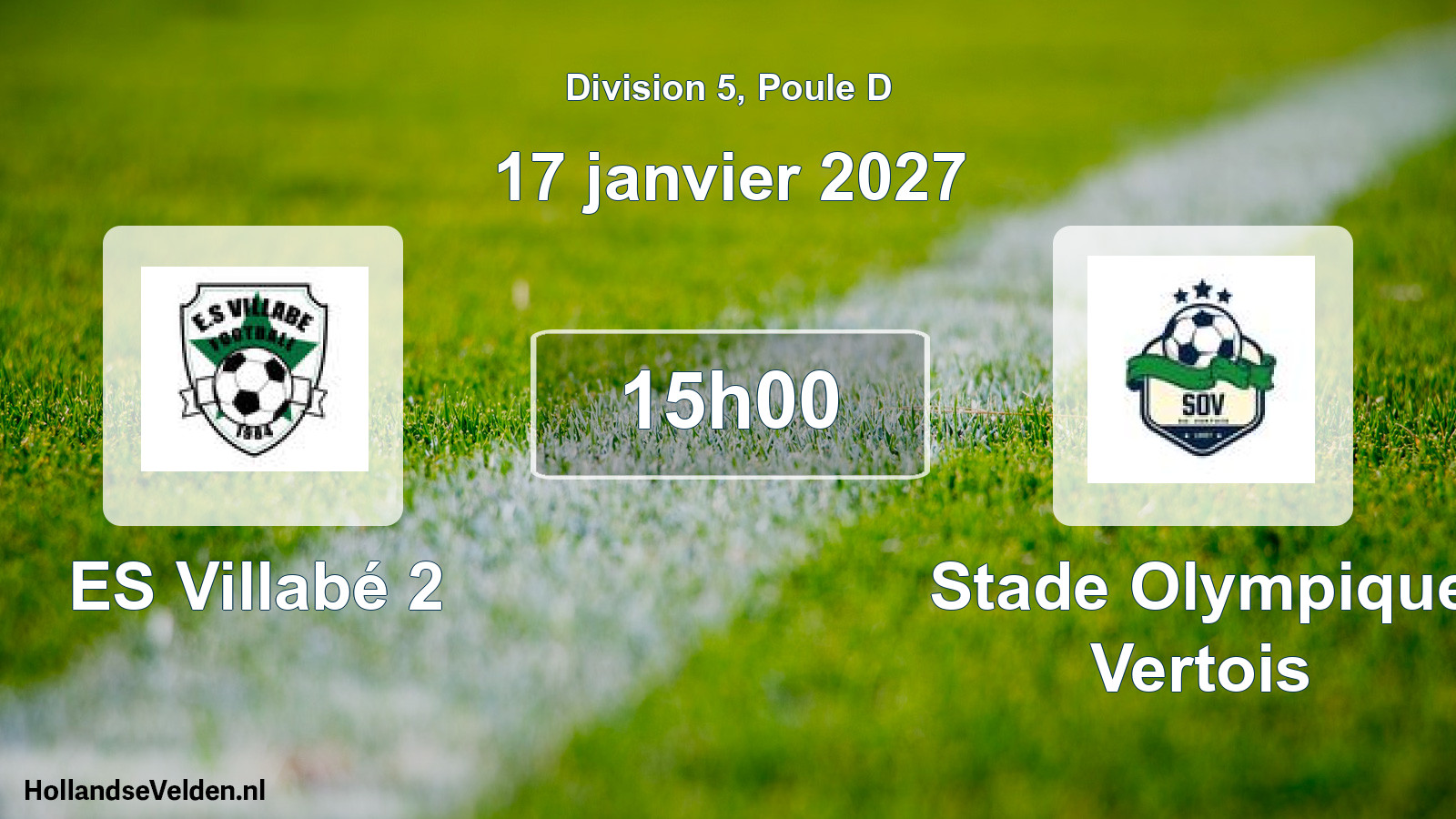 Match programmé: ES Villabé 2 - Stade Olympique Vertois (17 janvier 2027)