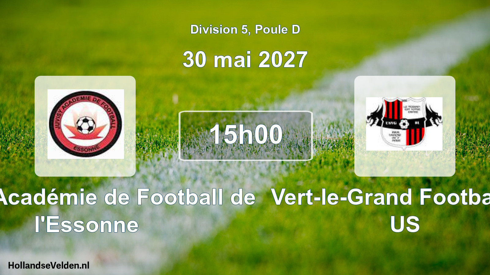 Match programmé: Juvisy Académie de Football de l'Essonne - Vert-le-Grand Football 91 US (30 mai 2027)