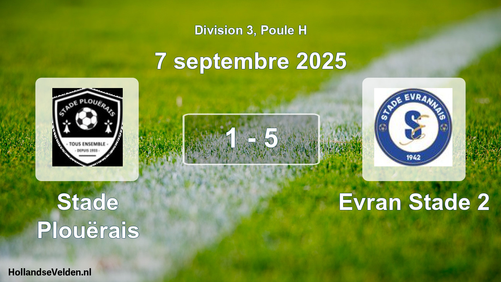 Match joué: Stade Plouërais - Evran Stade 2 1 - 5 (7 septembre 2025)