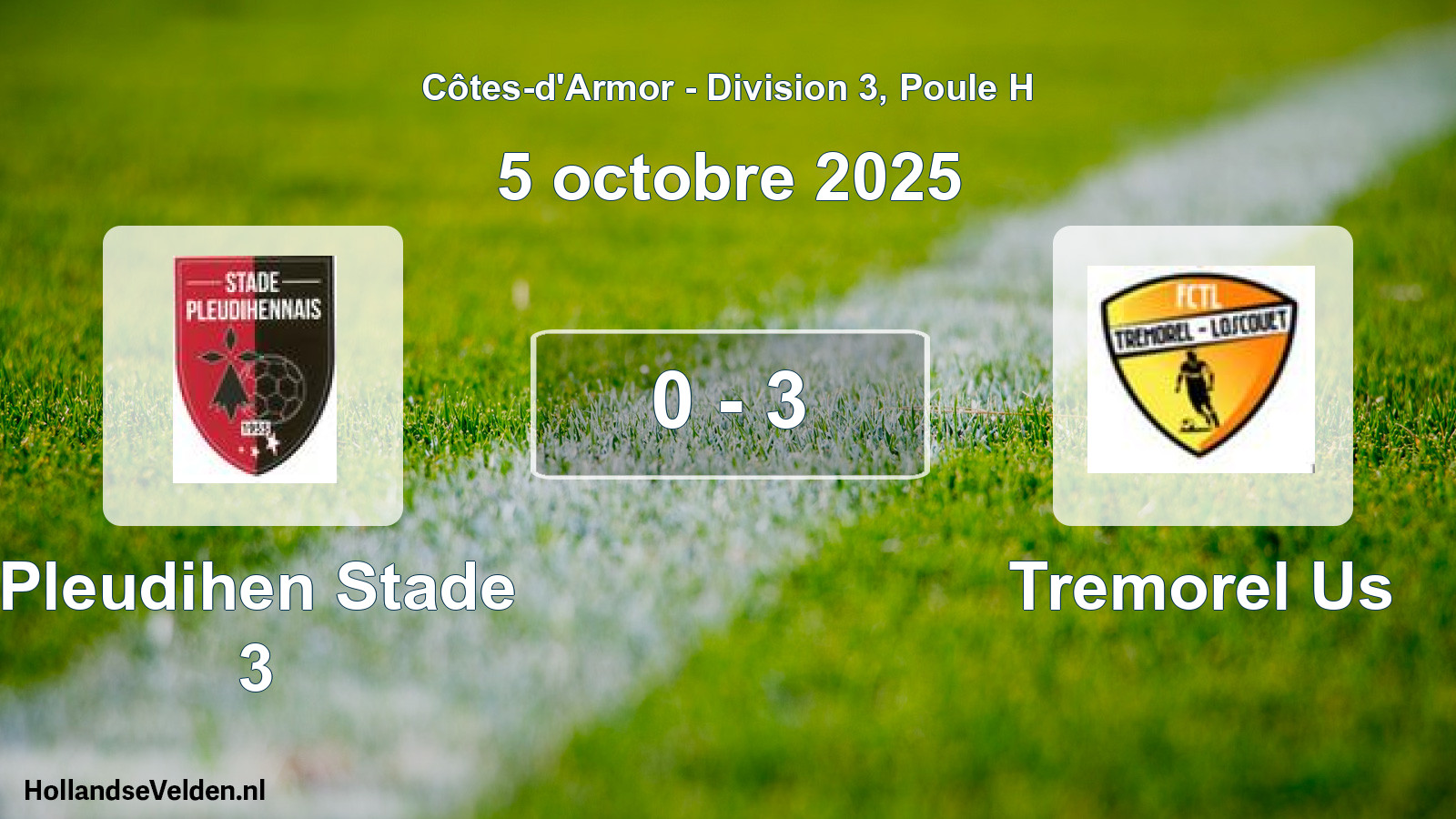 Gespeelde wedstrijd: Pleudihen Stade 3 - Tremorel Us 0 - 3 (5 oktober 2025)