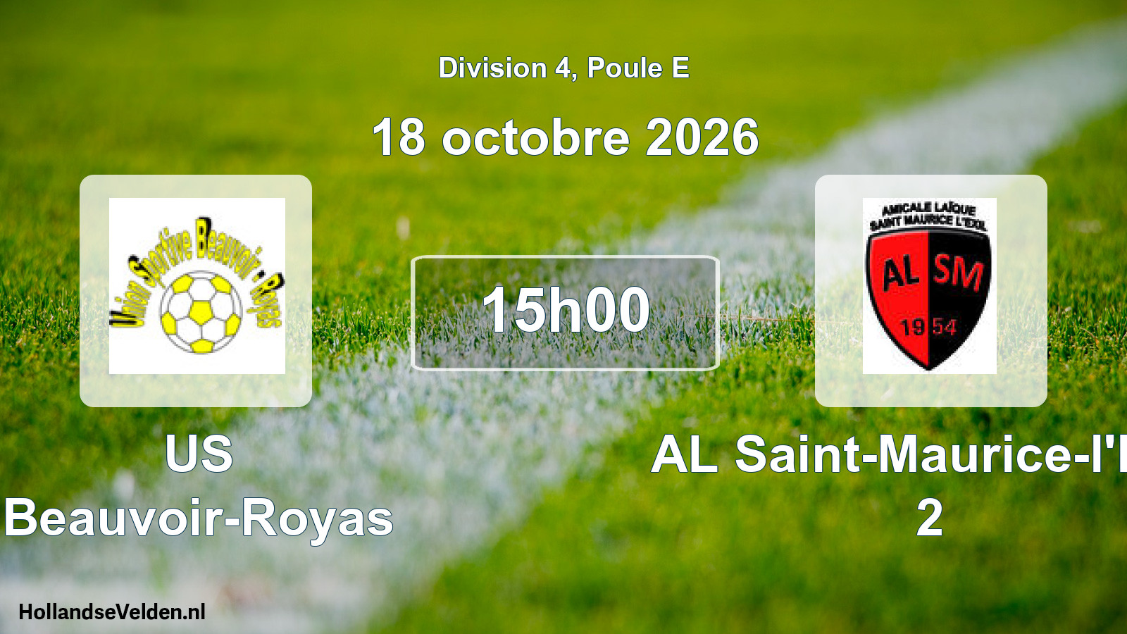 Match programmé: US Beauvoir-Royas - AL Saint-Maurice-l'Exil 2 (18 octobre 2026)