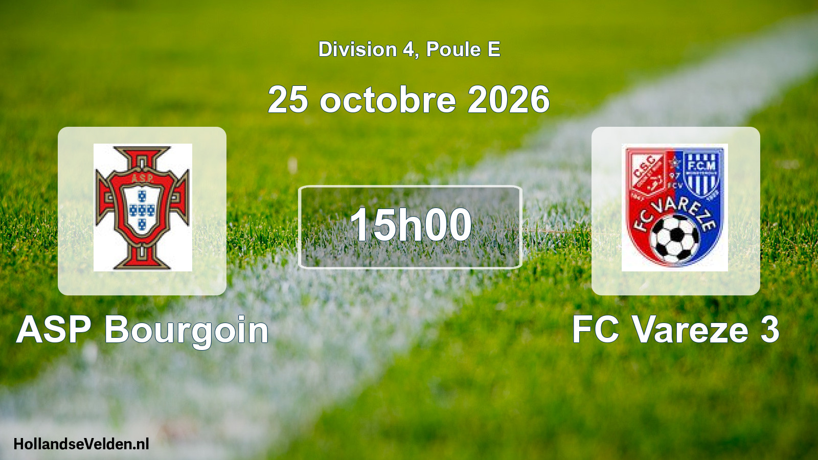 Match programmé: ASP Bourgoin - FC Vareze 3 (25 octobre 2026)