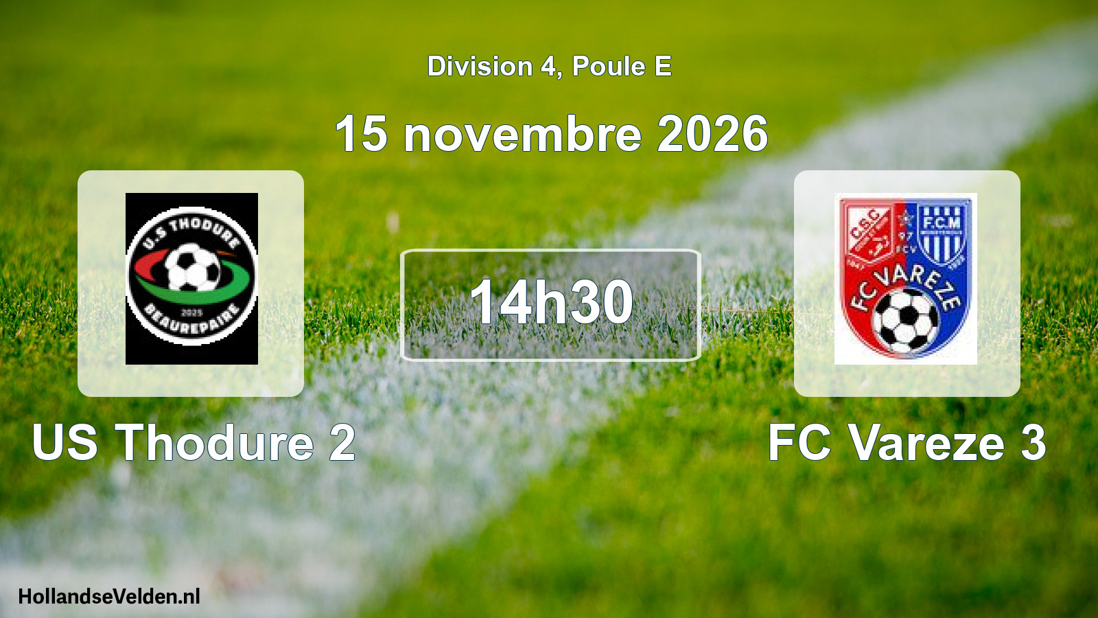 Match programmé: US Thodure 2 - FC Vareze 3 (15 novembre 2026)