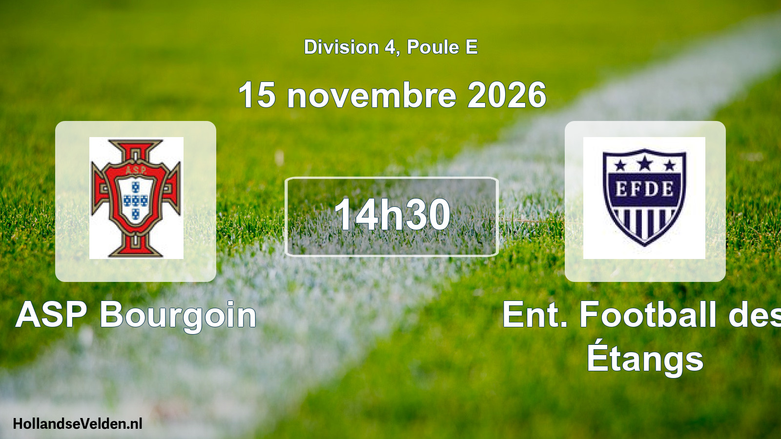 Match programmé: ASP Bourgoin - Ent. Football des Étangs (15 novembre 2026)