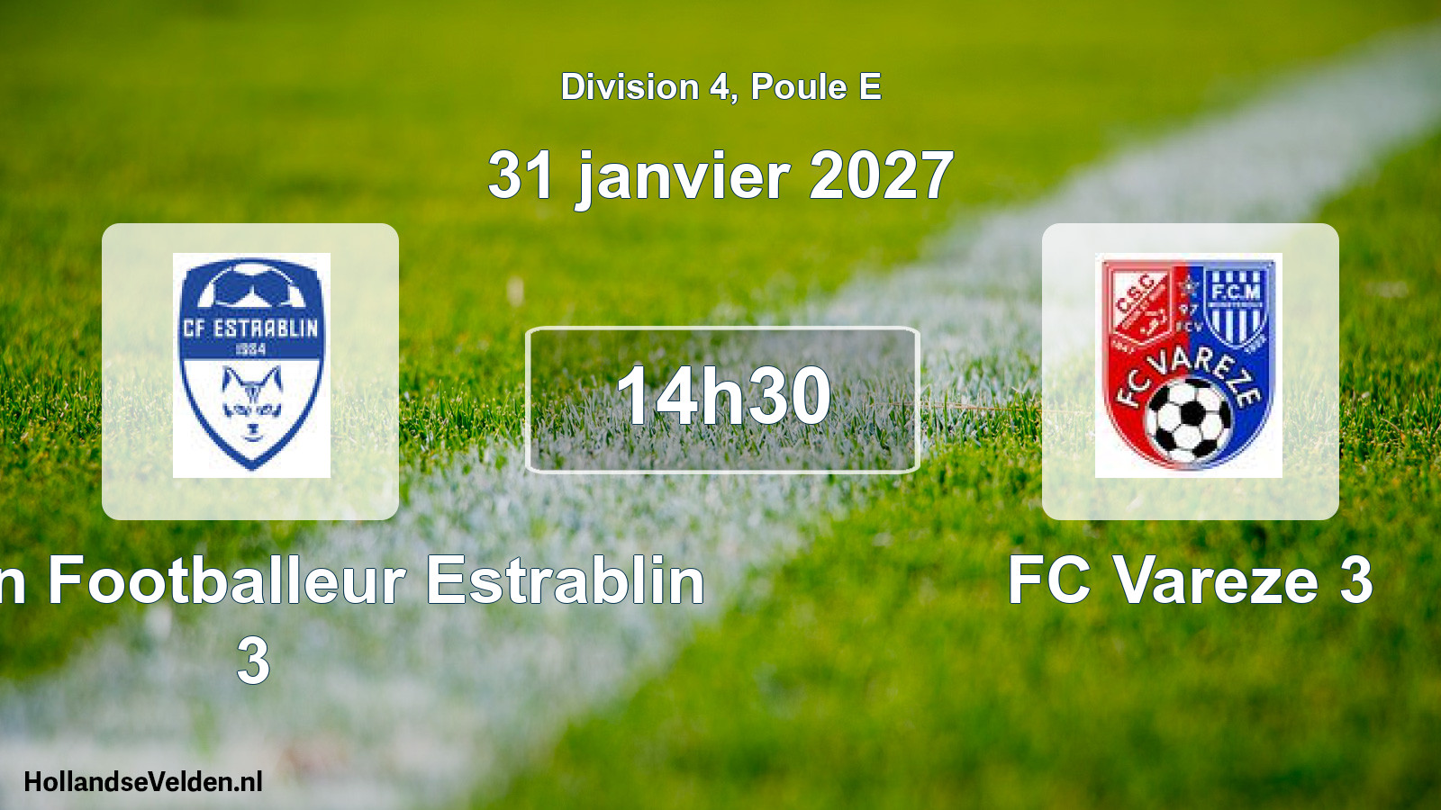 Match programmé: Chaton Footballeur Estrablin 3 - FC Vareze 3 (31 janvier 2027)