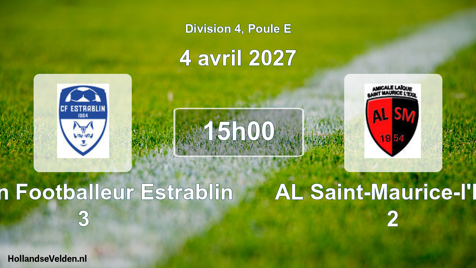 Match programmé: Chaton Footballeur Estrablin 3 - AL Saint-Maurice-l'Exil 2 (4 avril 2027)