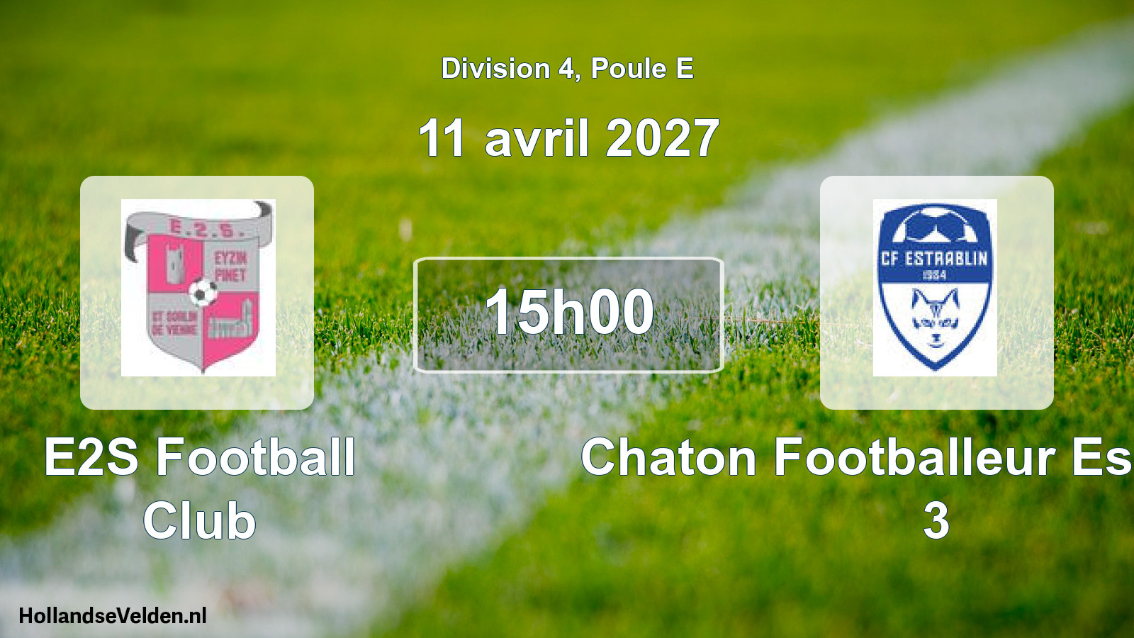 Match programmé: E2S Football Club - Chaton Footballeur Estrablin 3 (11 avril 2027)