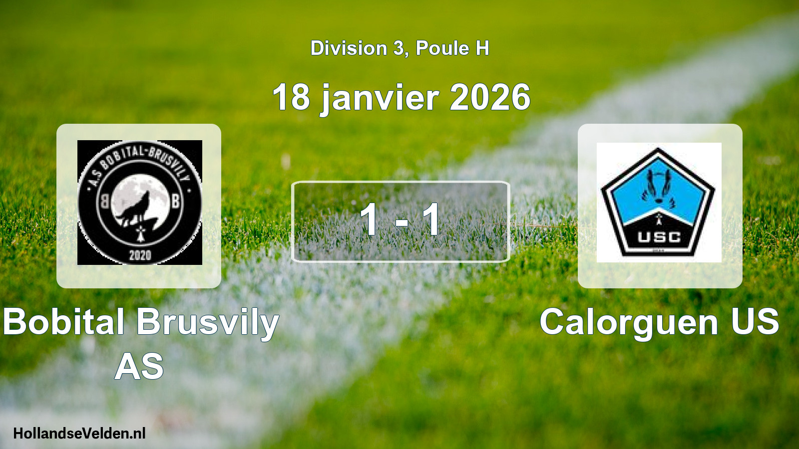 Gespeelde wedstrijd: Bobital Brusvily AS - Calorguen US 1 - 1 (18 januari 2026)