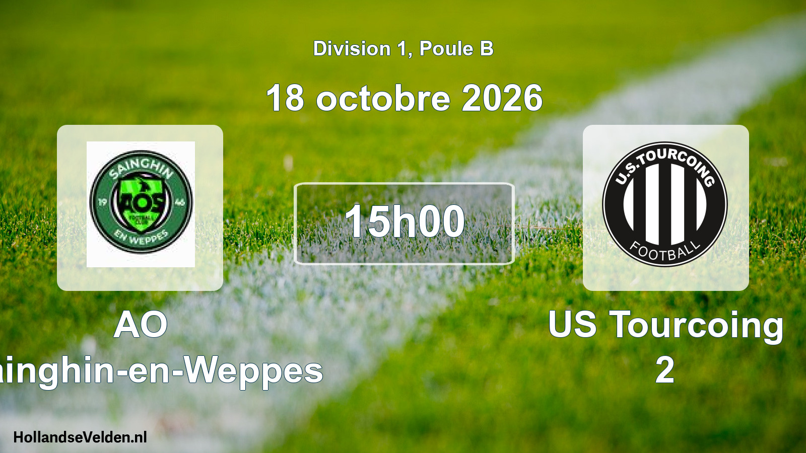 Match programmé: AO Sainghin-en-Weppes - US Tourcoing 2 (18 octobre 2026)
