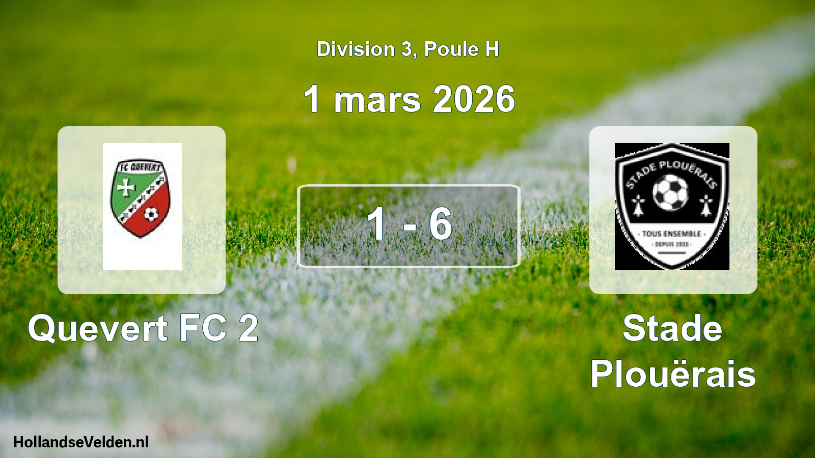 Match joué: Quevert FC 2 - Stade Plouërais 1 - 6 (1 mars 2026)