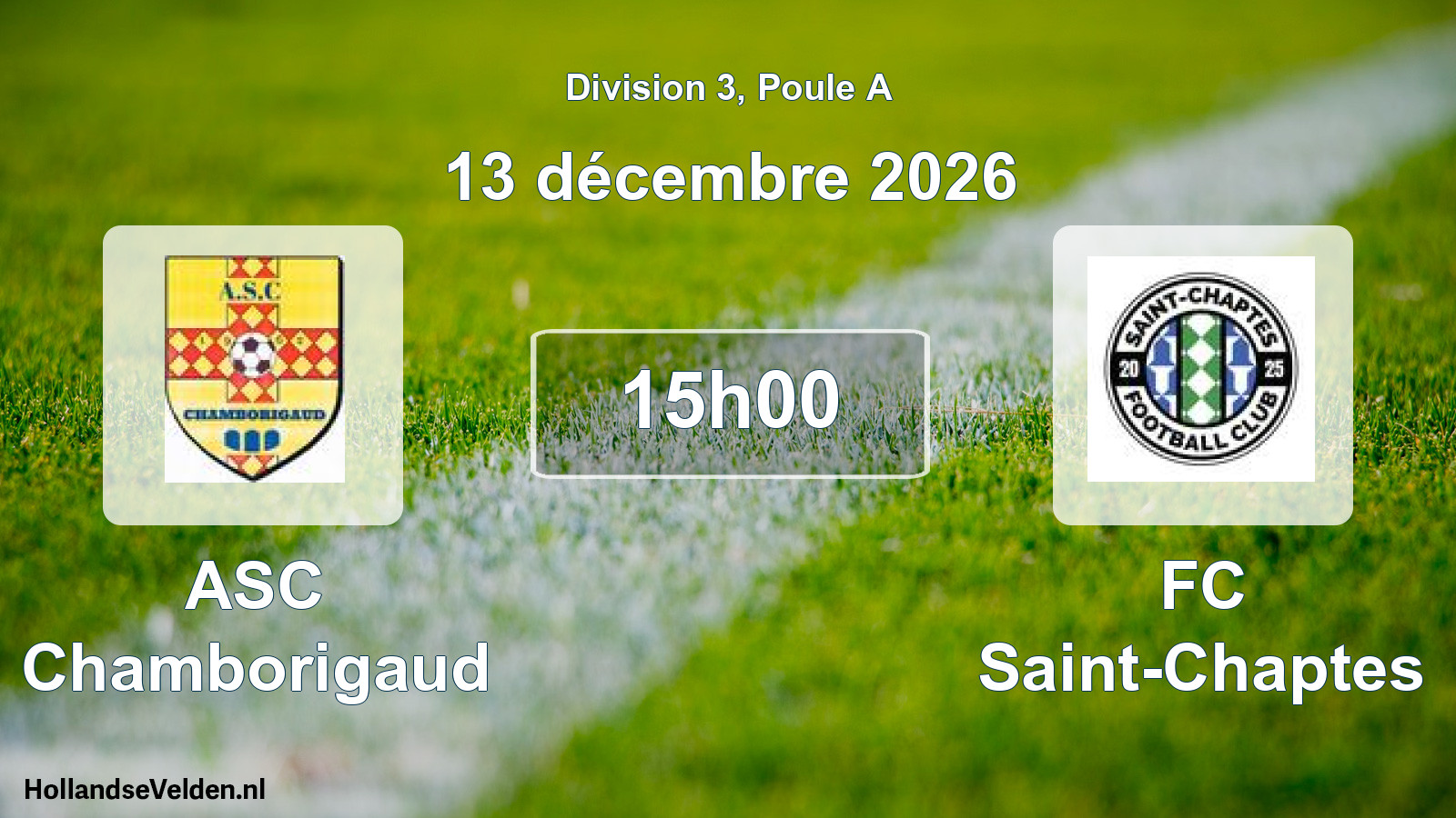 Match programmé: ASC Chamborigaud - FC Saint-Chaptes (13 décembre 2026)