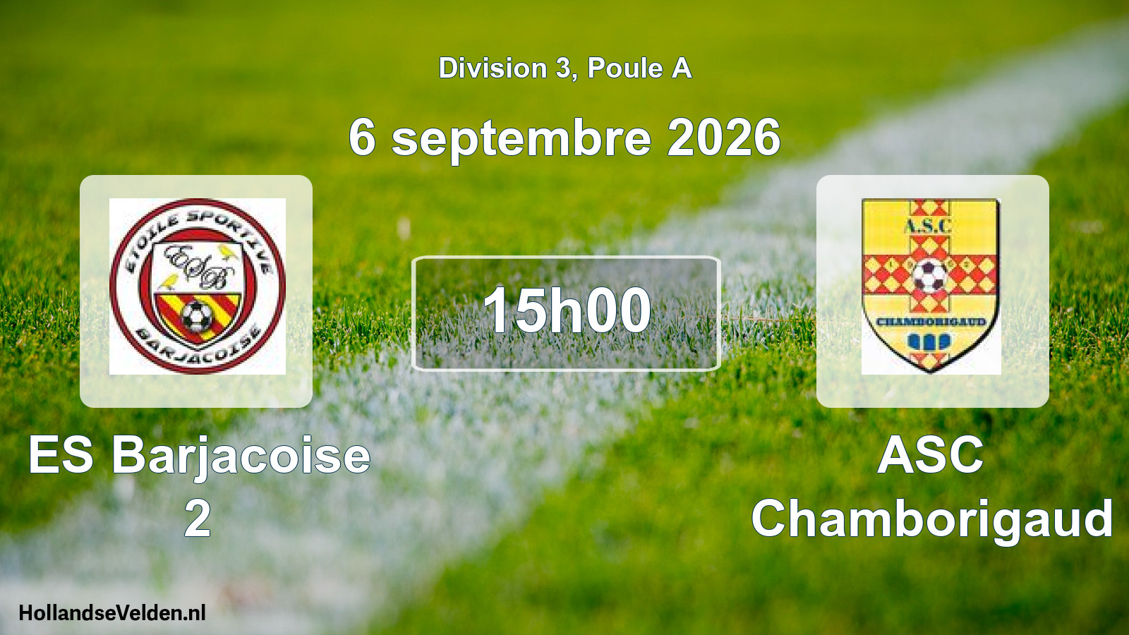 Match programmé: ES Barjacoise 2 - ASC Chamborigaud (6 septembre 2026)