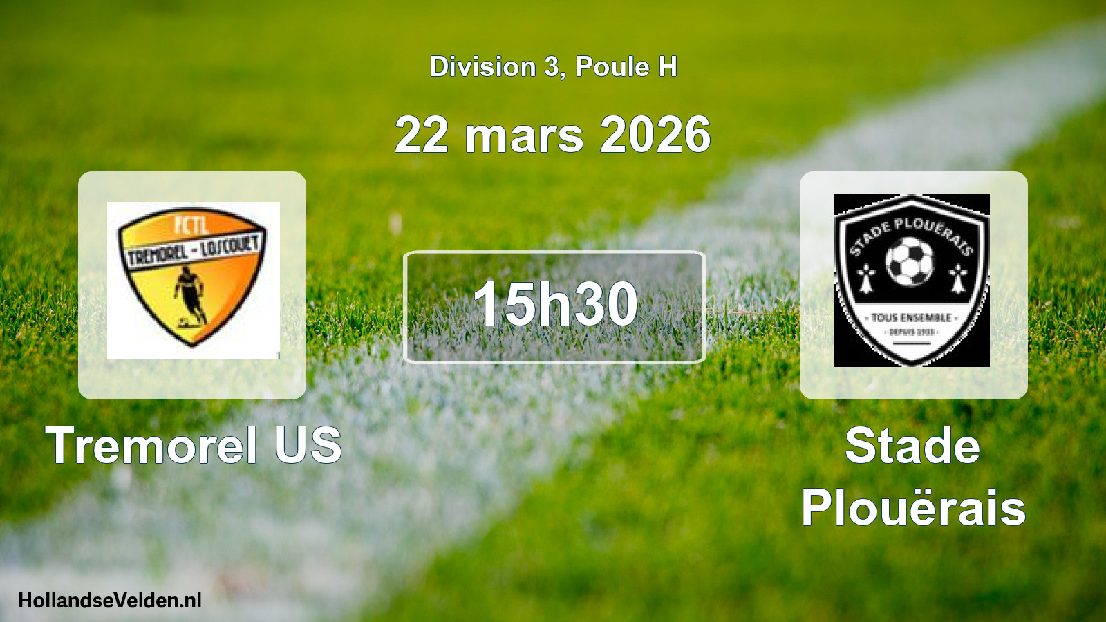 Match programmé: Tremorel US - Stade Plouërais (22 mars 2026)