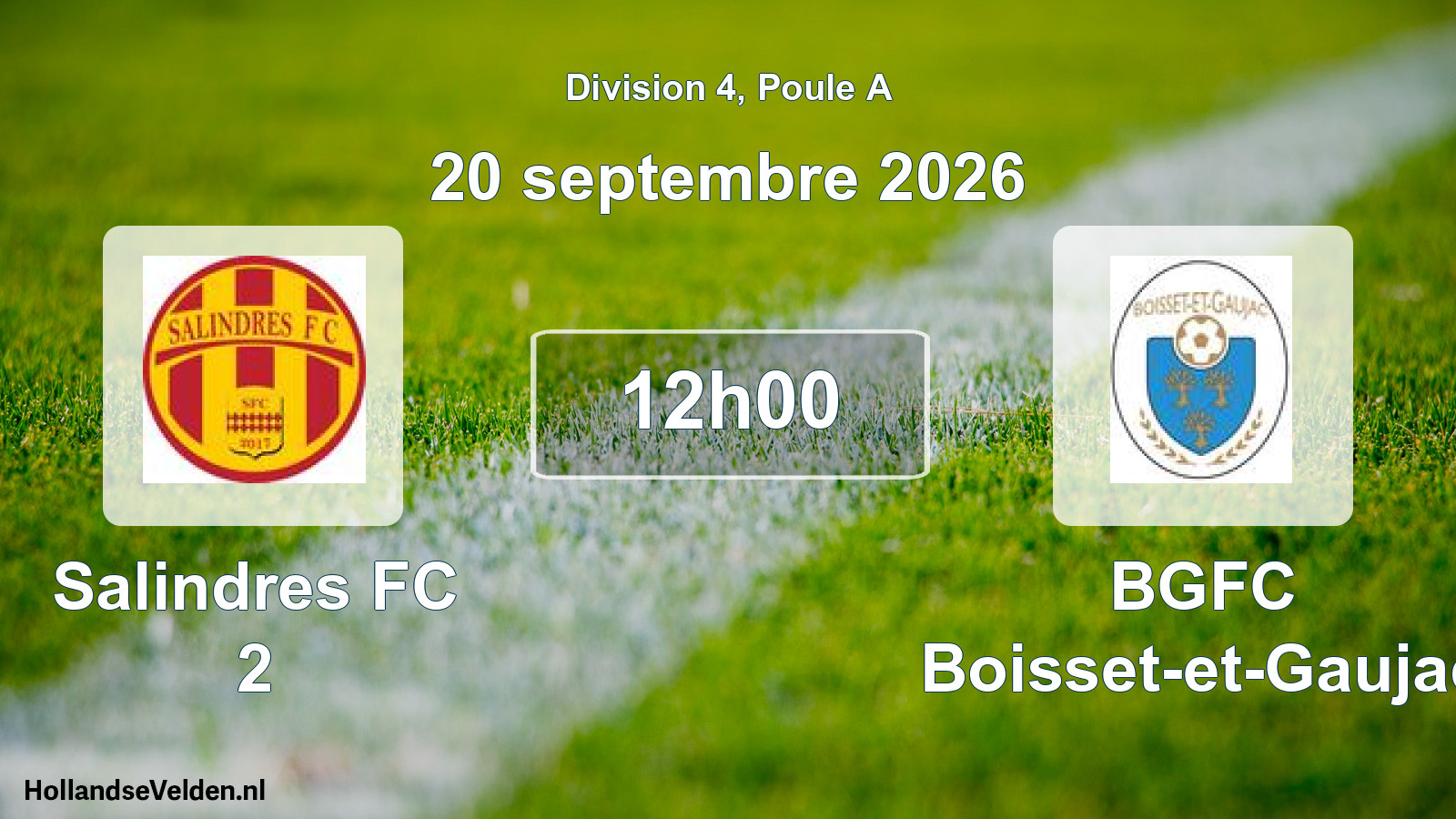 Match programmé: Salindres FC 2 - BGFC Boisset-et-Gaujac (20 septembre 2026)