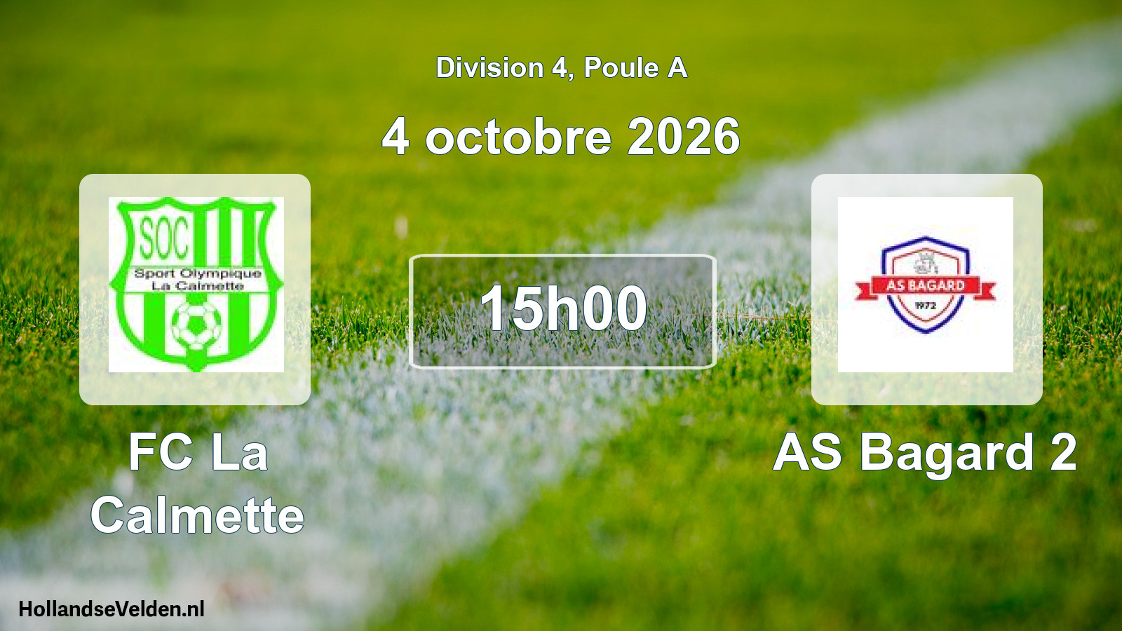 Match programmé: FC La Calmette - AS Bagard 2 (4 octobre 2026)