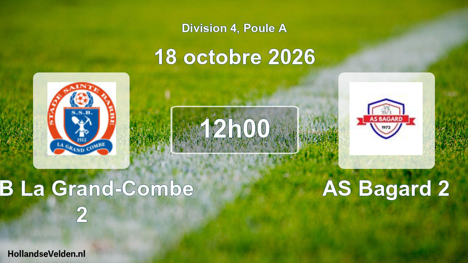 Match programmé: SSB La Grand-Combe 2 - AS Bagard 2 (18 octobre 2026)