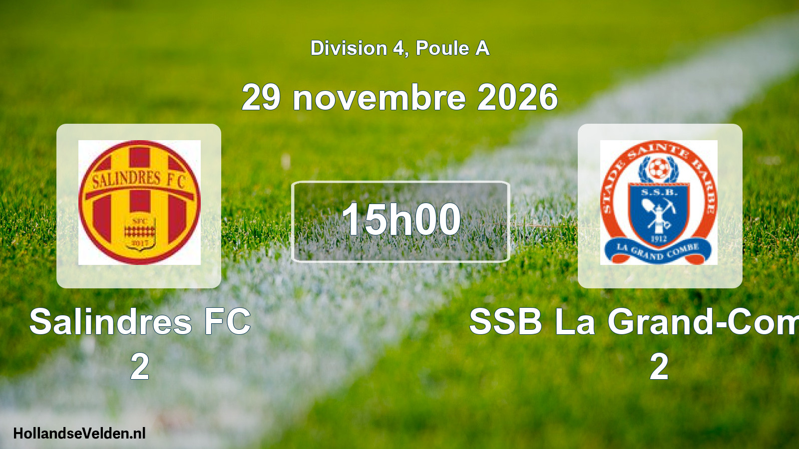 Match programmé: Salindres FC 2 - SSB La Grand-Combe 2 (29 novembre 2026)
