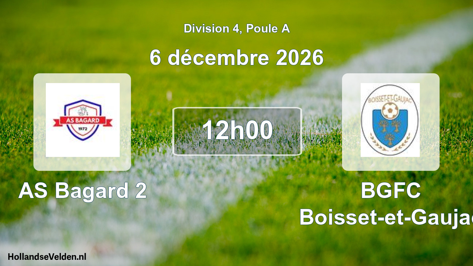 Match programmé: AS Bagard 2 - BGFC Boisset-et-Gaujac (6 décembre 2026)