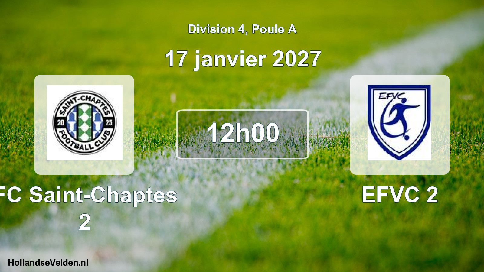 Match programmé: FC Saint-Chaptes 2 - EFVC 2 (17 janvier 2027)