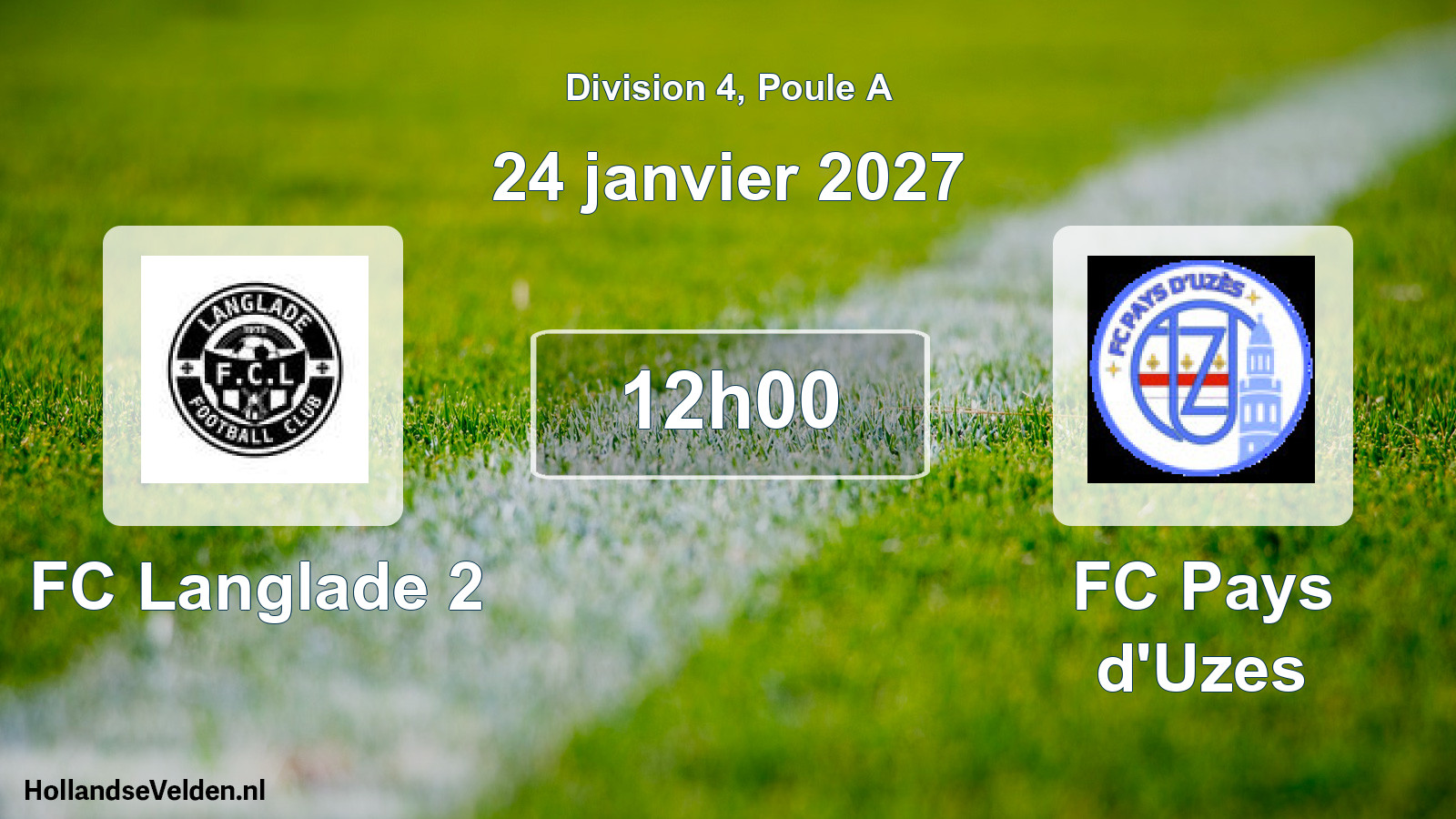 Match programmé: FC Langlade 2 - FC Pays d'Uzes (24 janvier 2027)
