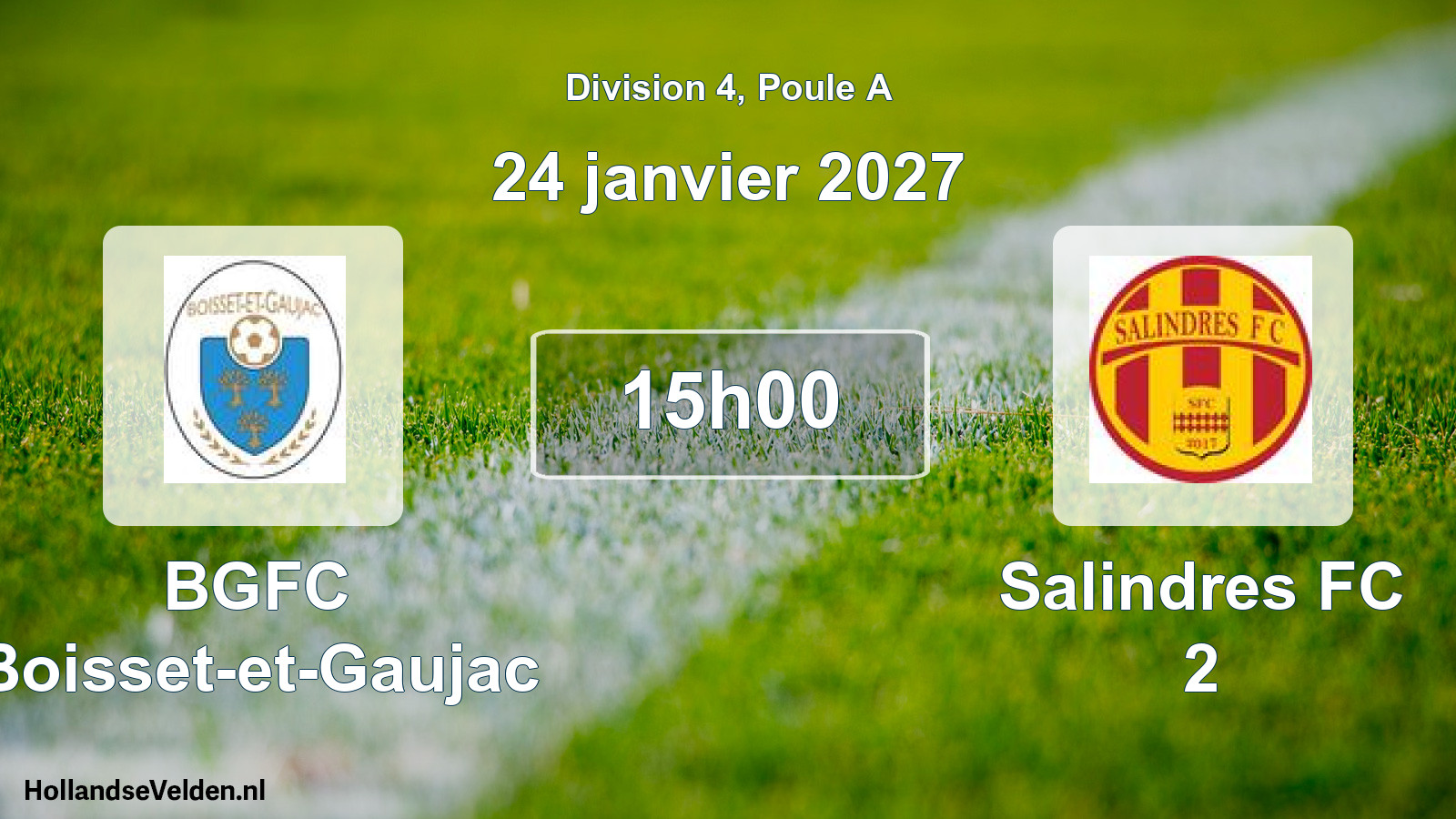 Match programmé: BGFC Boisset-et-Gaujac - Salindres FC 2 (24 janvier 2027)