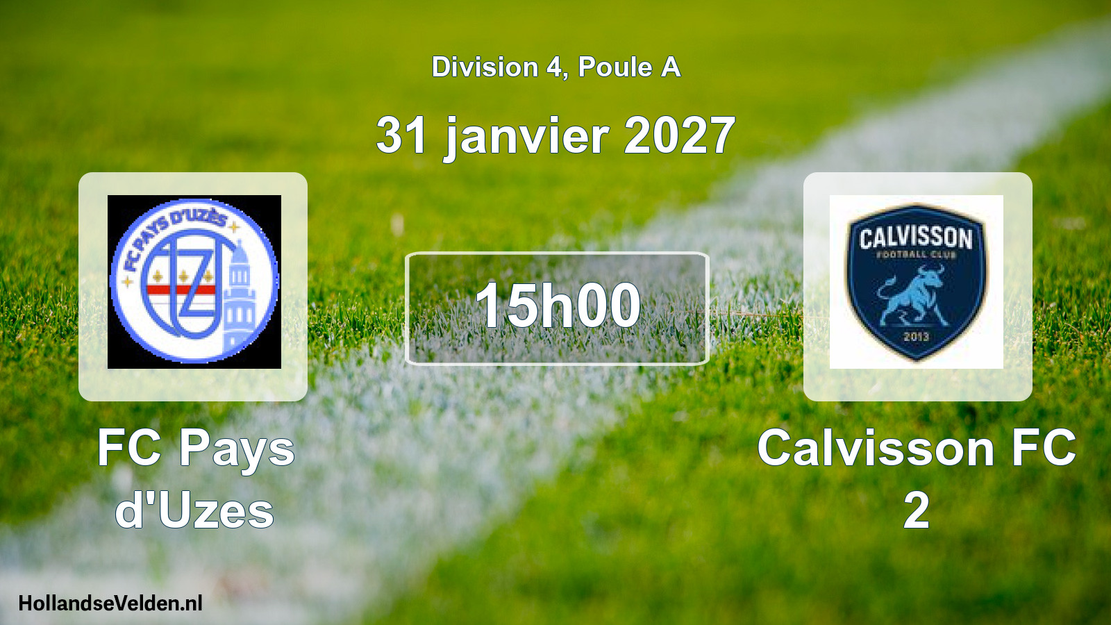 Match programmé: FC Pays d'Uzes - Calvisson FC 2 (31 janvier 2027)